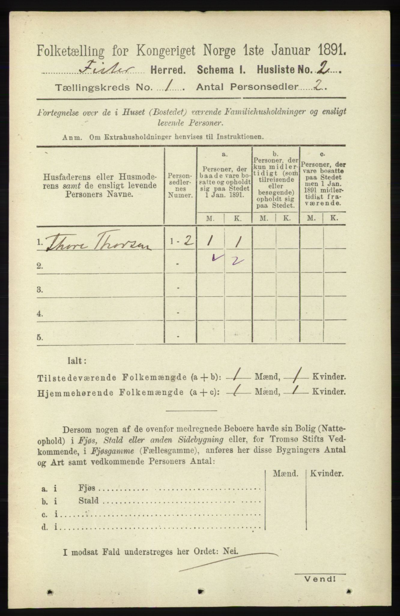 RA, 1891 census for 1132 Fister, 1891, p. 15