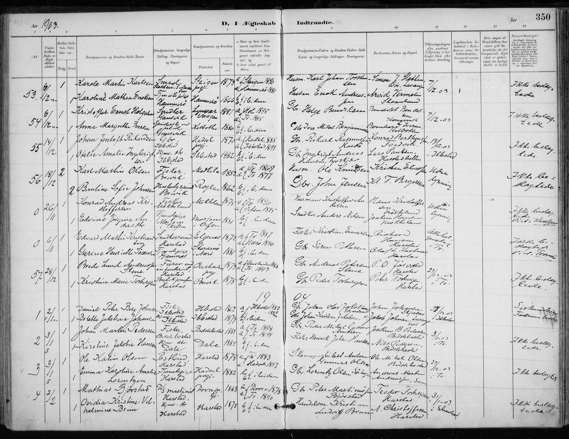Trondenes sokneprestkontor, SATØ/S-1319/H/Ha/L0017kirke: Parish register (official) no. 17, 1899-1908, p. 350