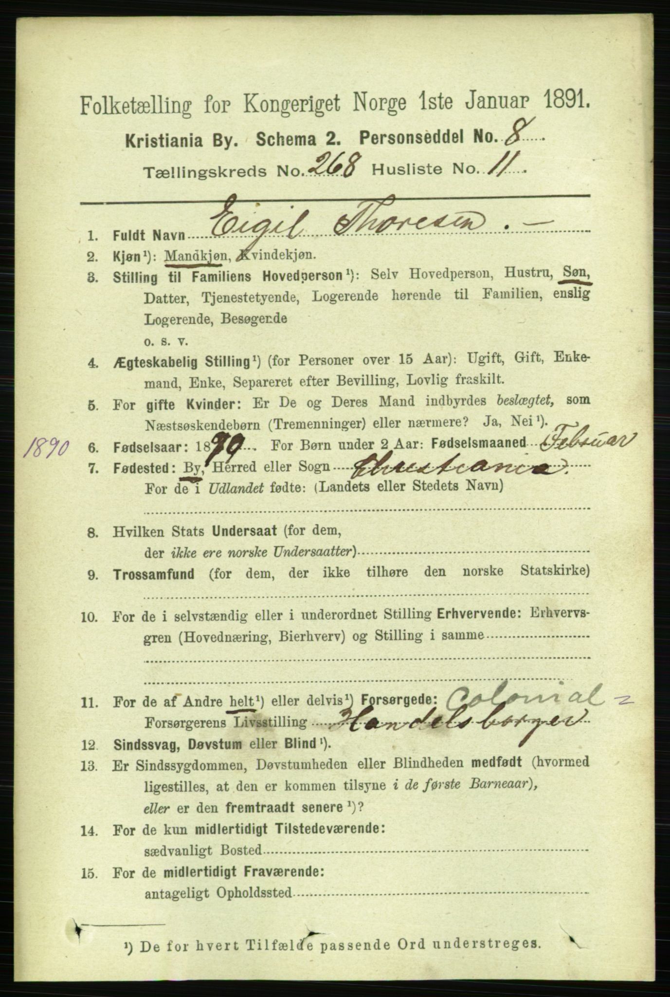 RA, 1891 census for 0301 Kristiania, 1891, p. 162320