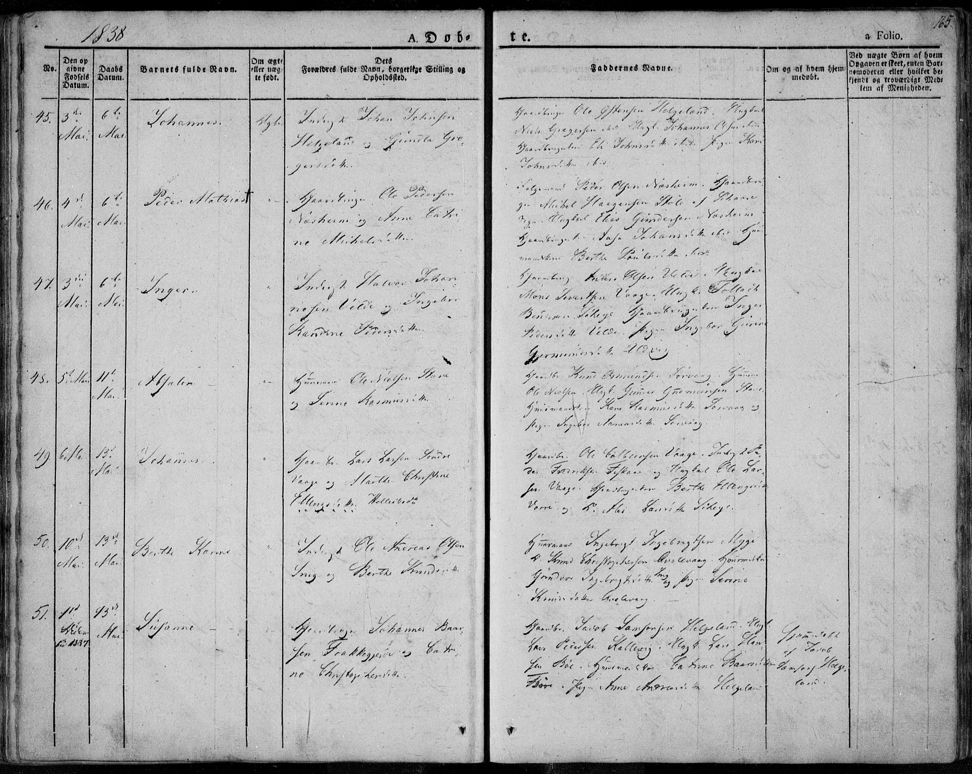 Avaldsnes sokneprestkontor, AV/SAST-A -101851/H/Ha/Haa/L0005: Parish register (official) no. A 5.1, 1825-1841, p. 165