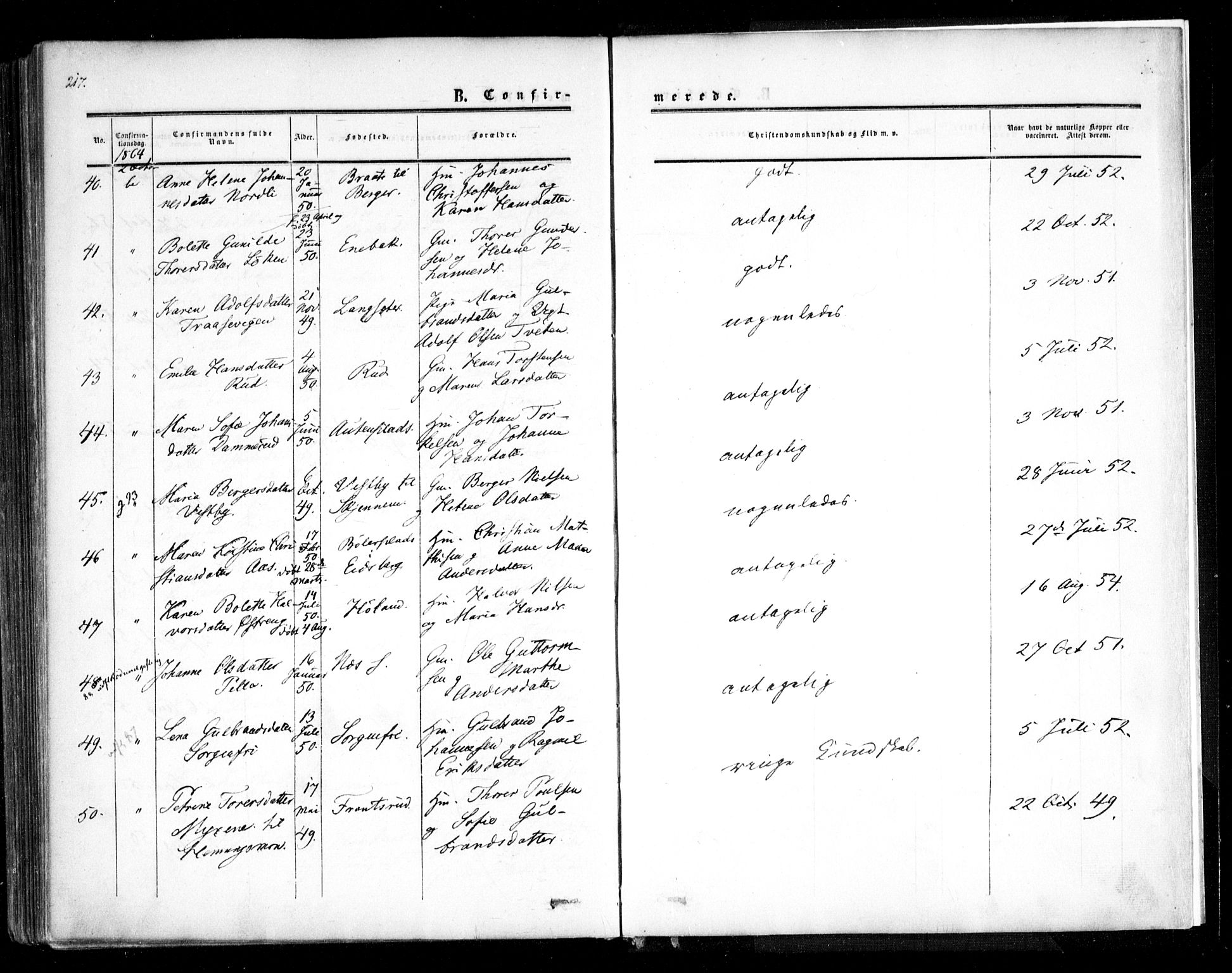 Trøgstad prestekontor Kirkebøker, AV/SAO-A-10925/F/Fa/L0008.a: Parish register (official) no. I 8A, 1855-1864, p. 217