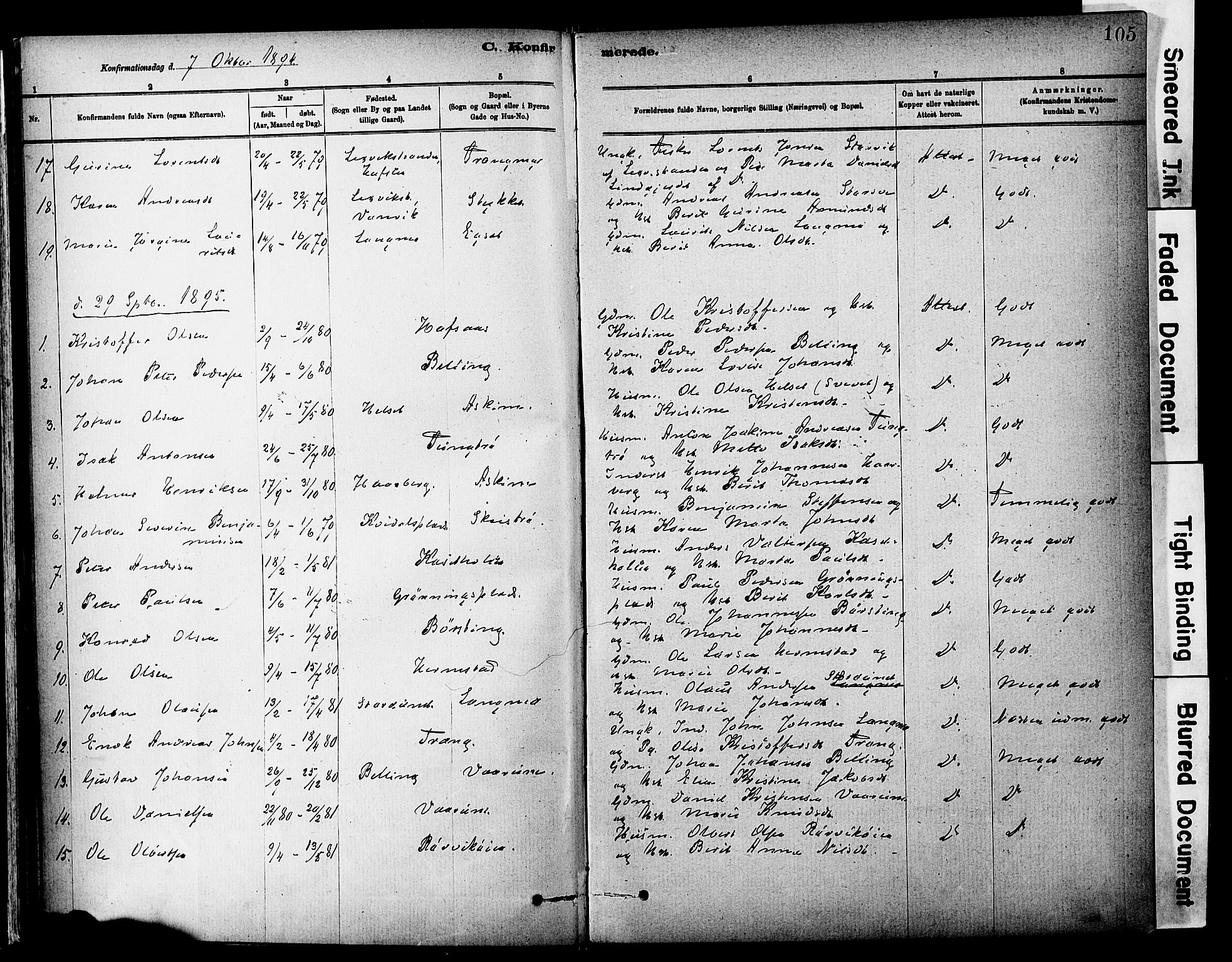 Ministerialprotokoller, klokkerbøker og fødselsregistre - Sør-Trøndelag, SAT/A-1456/646/L0615: Parish register (official) no. 646A13, 1885-1900, p. 105