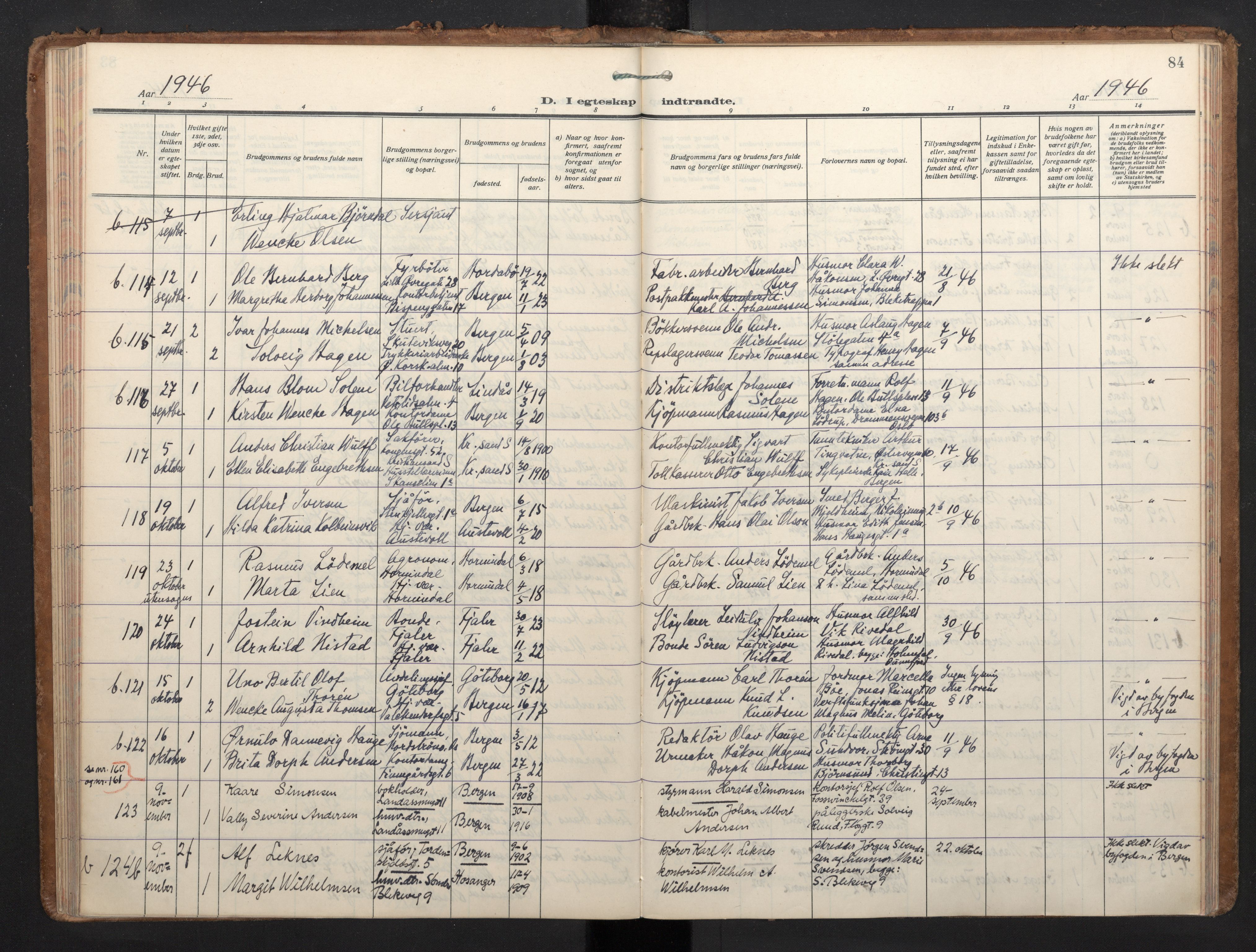 Korskirken sokneprestembete, AV/SAB-A-76101/H/Haa/L0040: Parish register (official) no. D 7, 1938-1952, p. 83b-84a