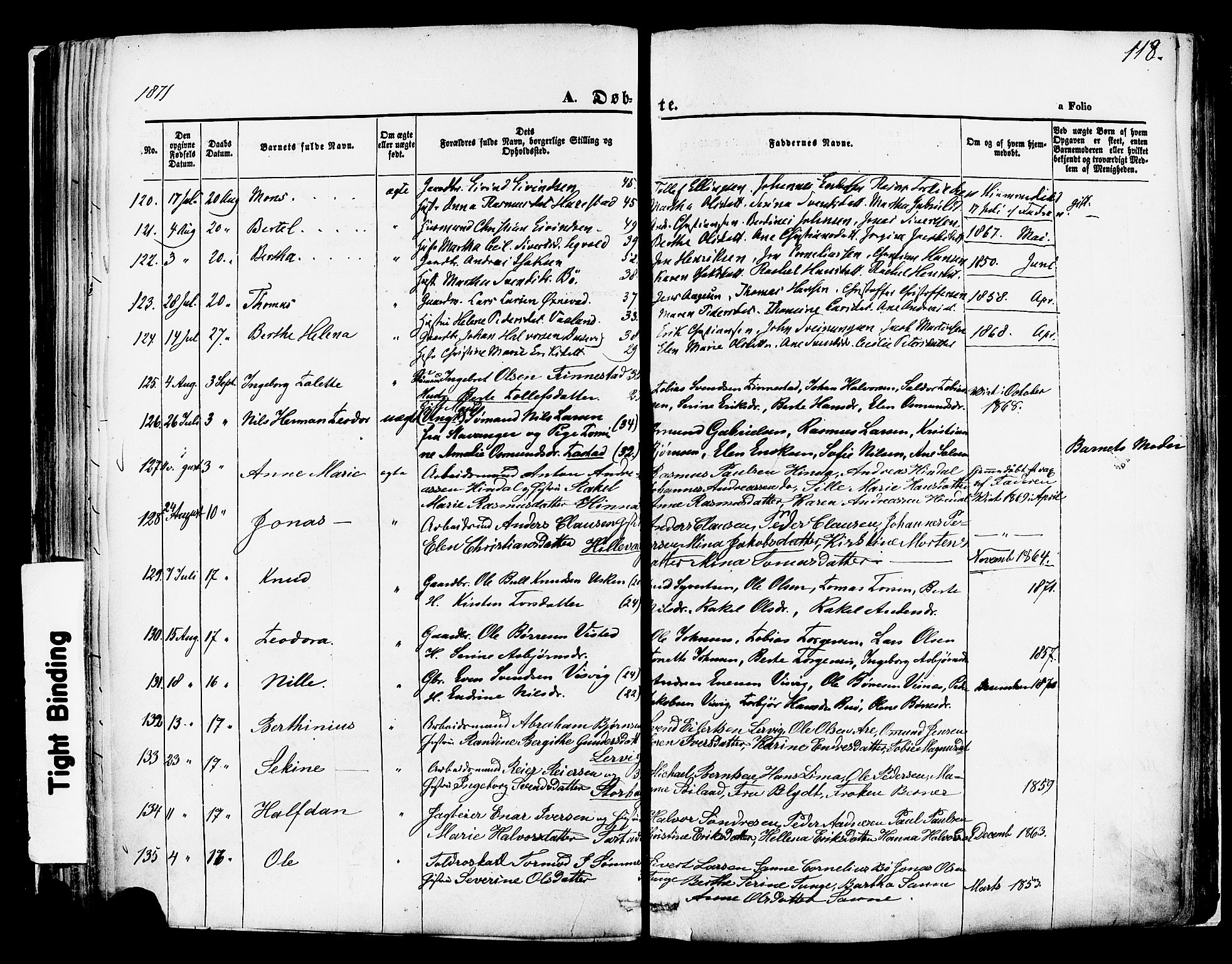 Hetland sokneprestkontor, SAST/A-101826/30/30BA/L0003: Parish register (official) no. A 3, 1862-1876, p. 118