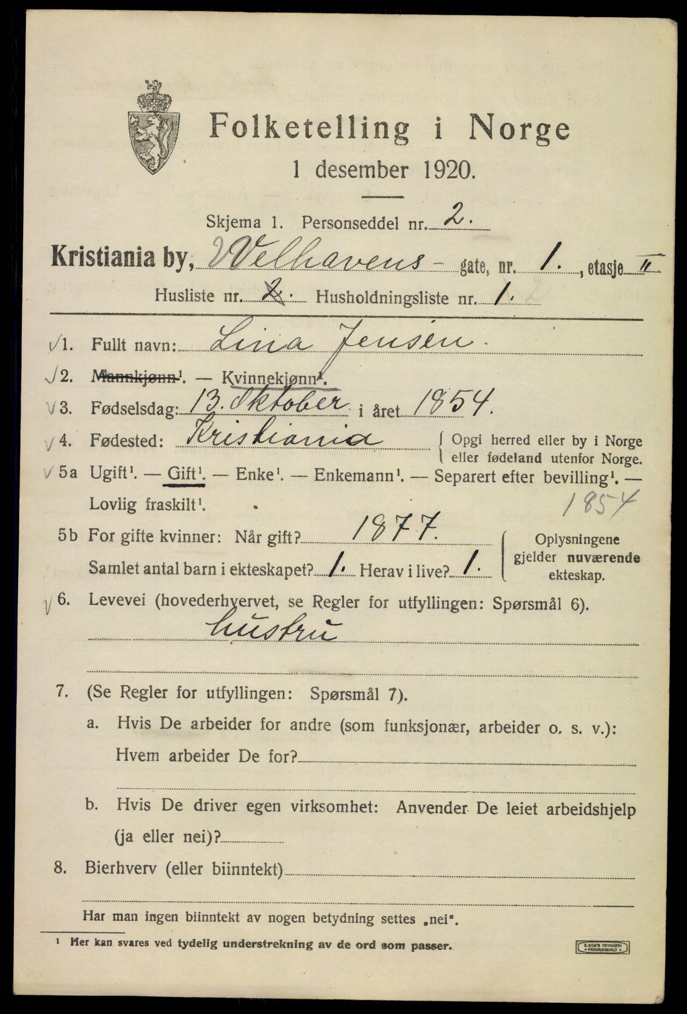 SAO, 1920 census for Kristiania, 1920, p. 649147