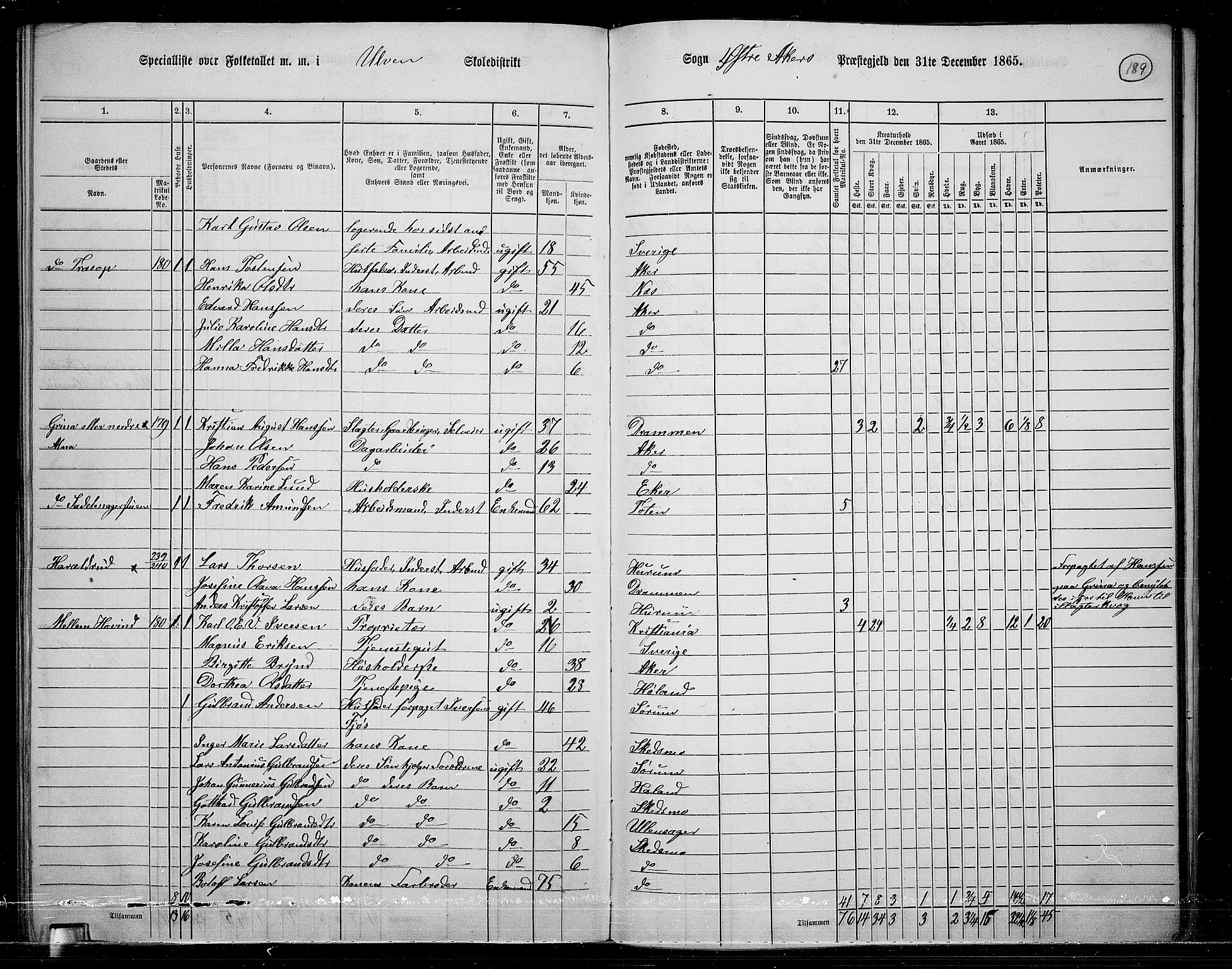 RA, 1865 census for Østre Aker, 1865, p. 175