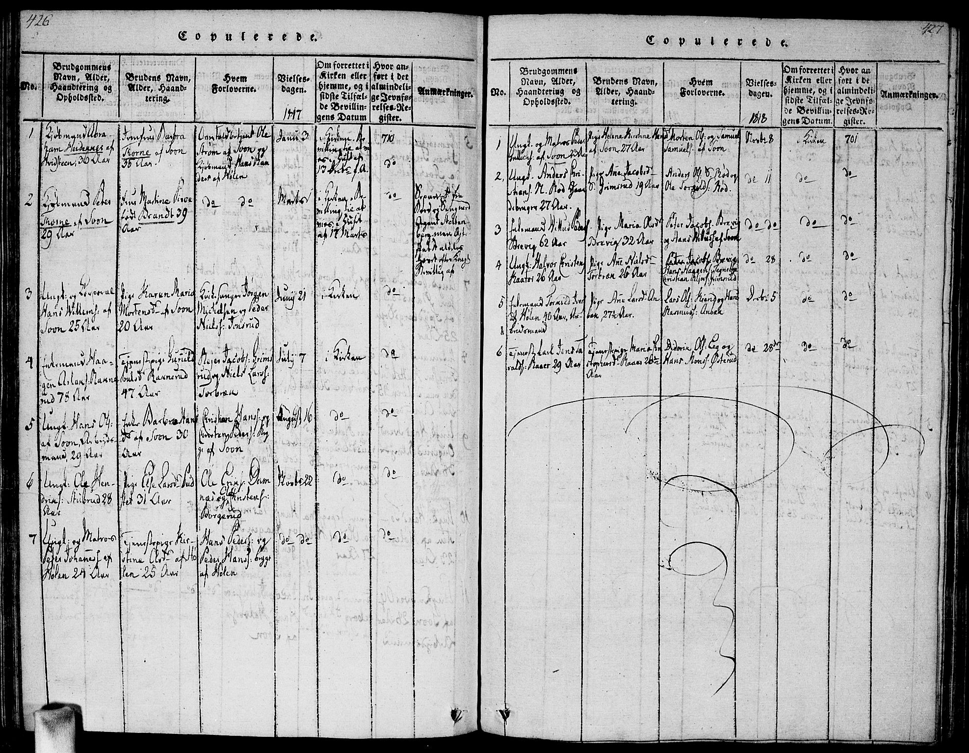 Vestby prestekontor Kirkebøker, SAO/A-10893/G/Ga/L0001: Parish register (copy) no. I 1, 1814-1827, p. 426-427