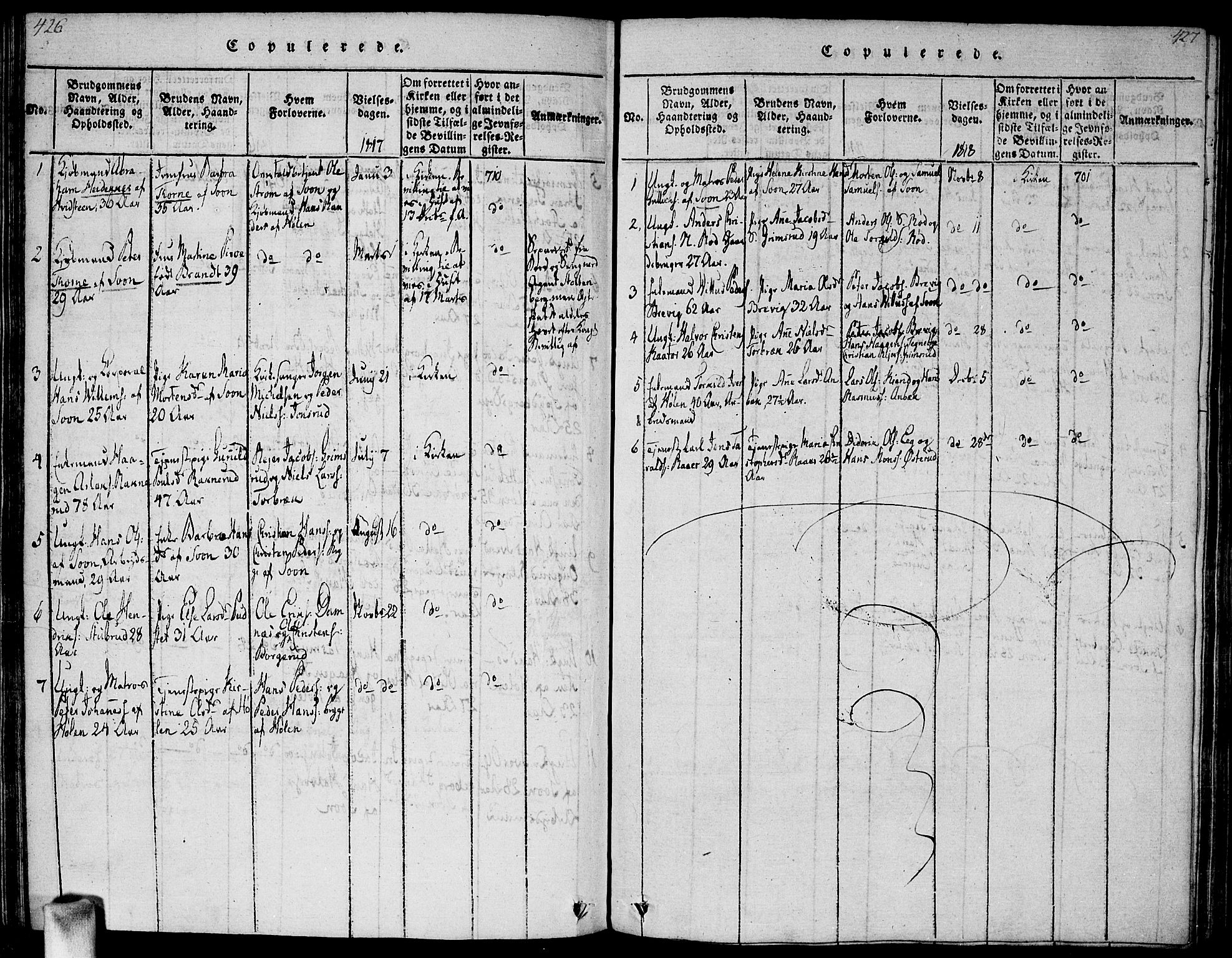 Vestby prestekontor Kirkebøker, AV/SAO-A-10893/G/Ga/L0001: Parish register (copy) no. I 1, 1814-1827, p. 426-427
