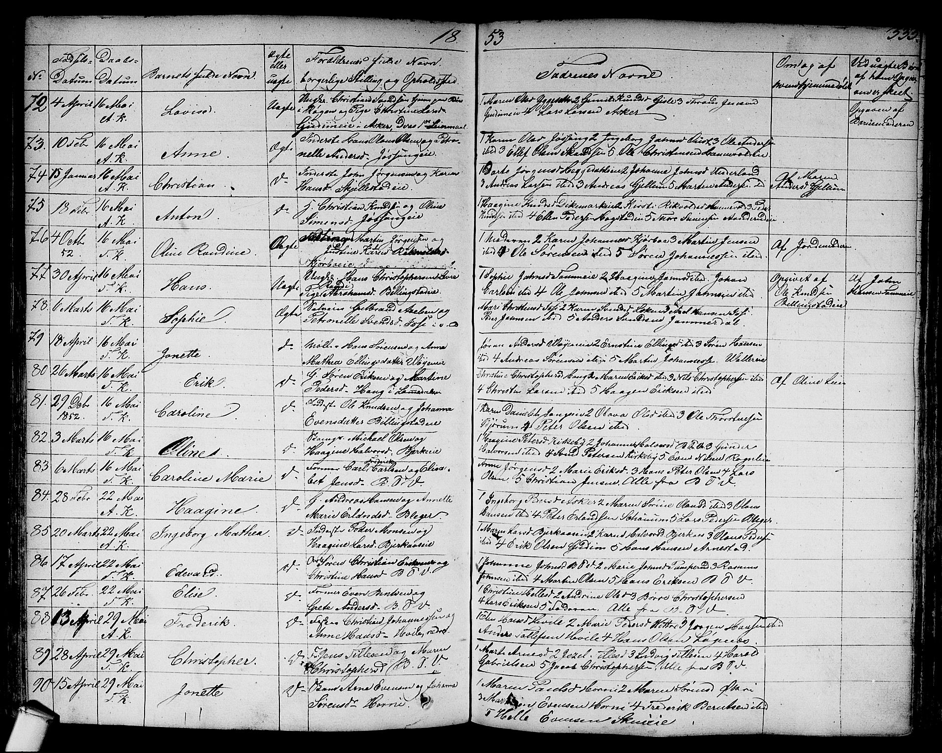 Asker prestekontor Kirkebøker, AV/SAO-A-10256a/F/Fa/L0007: Parish register (official) no. I 7, 1825-1864, p. 333