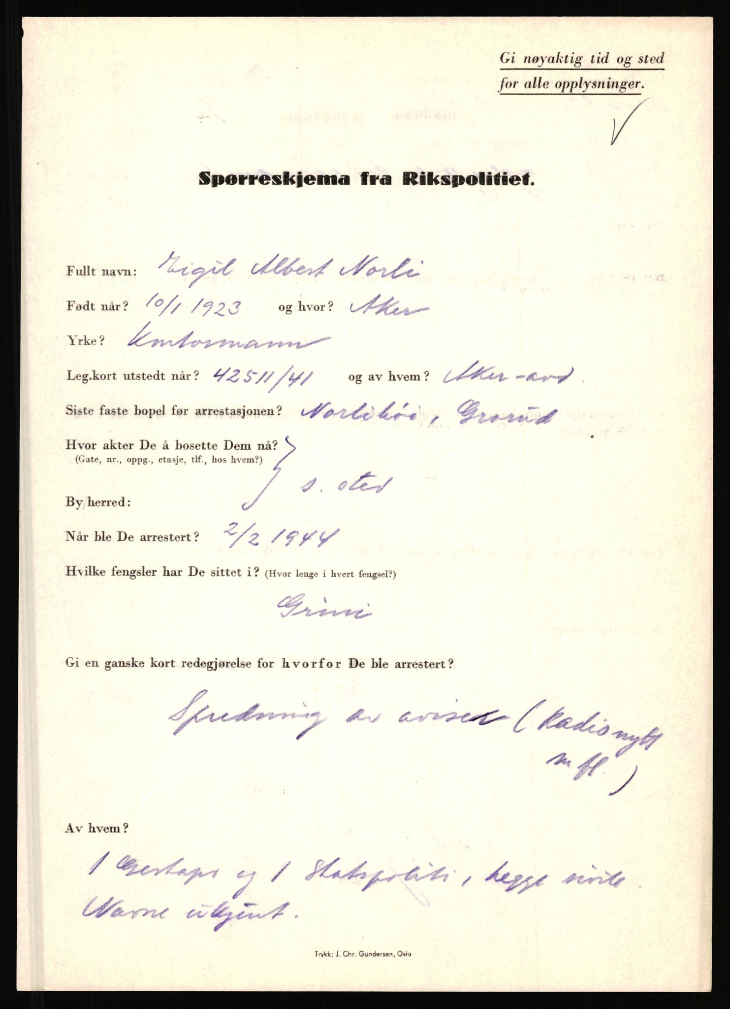 Rikspolitisjefen, AV/RA-S-1560/L/L0012: Mogensen, Øivind - Noraas, Lars, 1940-1945, p. 1100