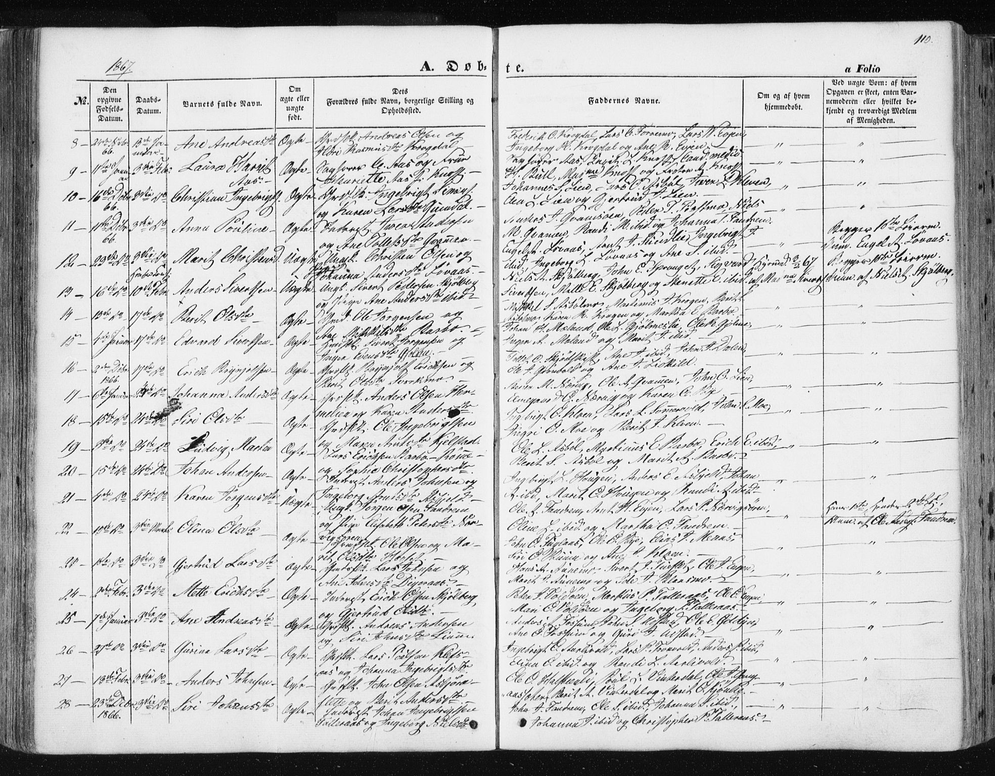 Ministerialprotokoller, klokkerbøker og fødselsregistre - Sør-Trøndelag, SAT/A-1456/668/L0806: Parish register (official) no. 668A06, 1854-1869, p. 110