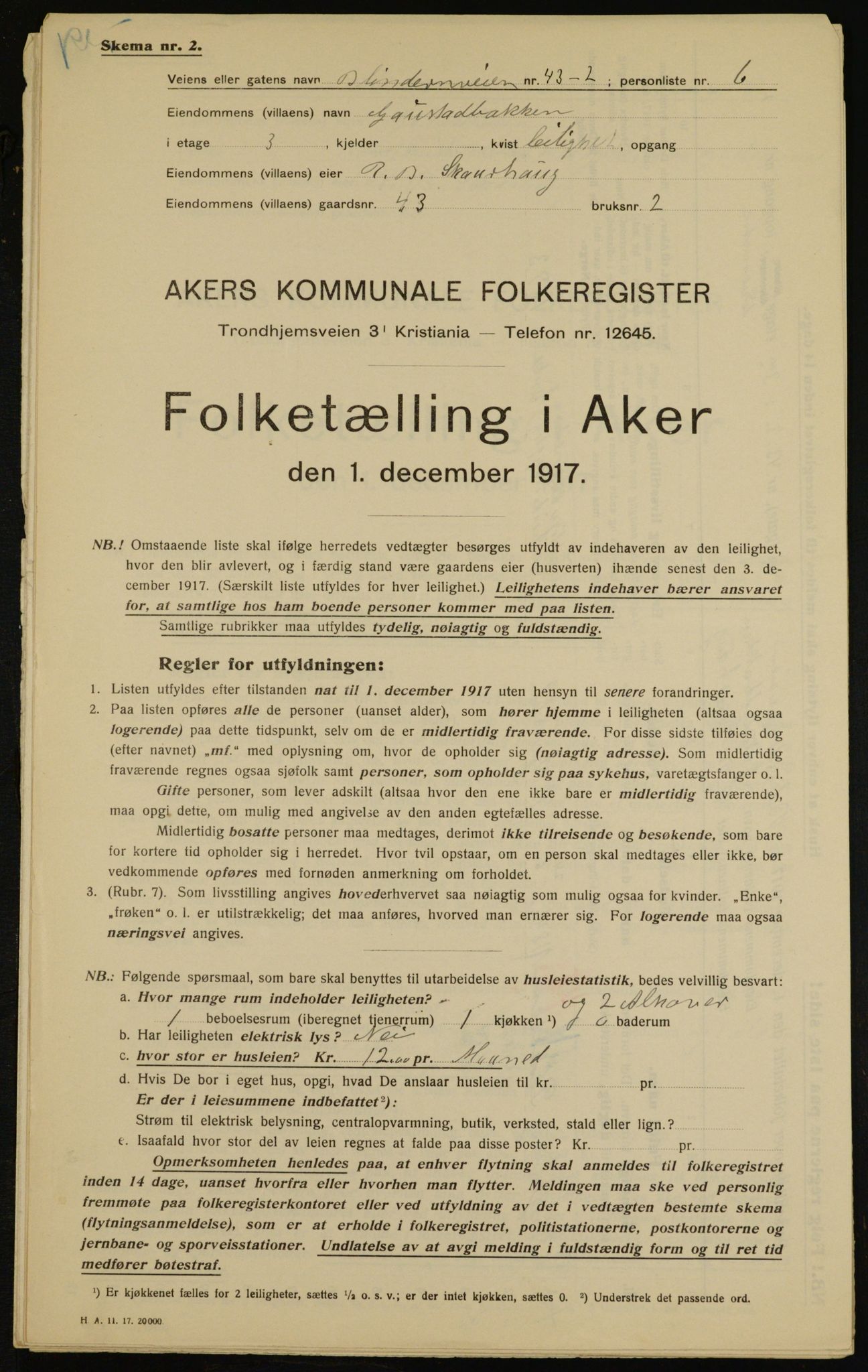 OBA, Municipal Census 1917 for Aker, 1917, p. 10404