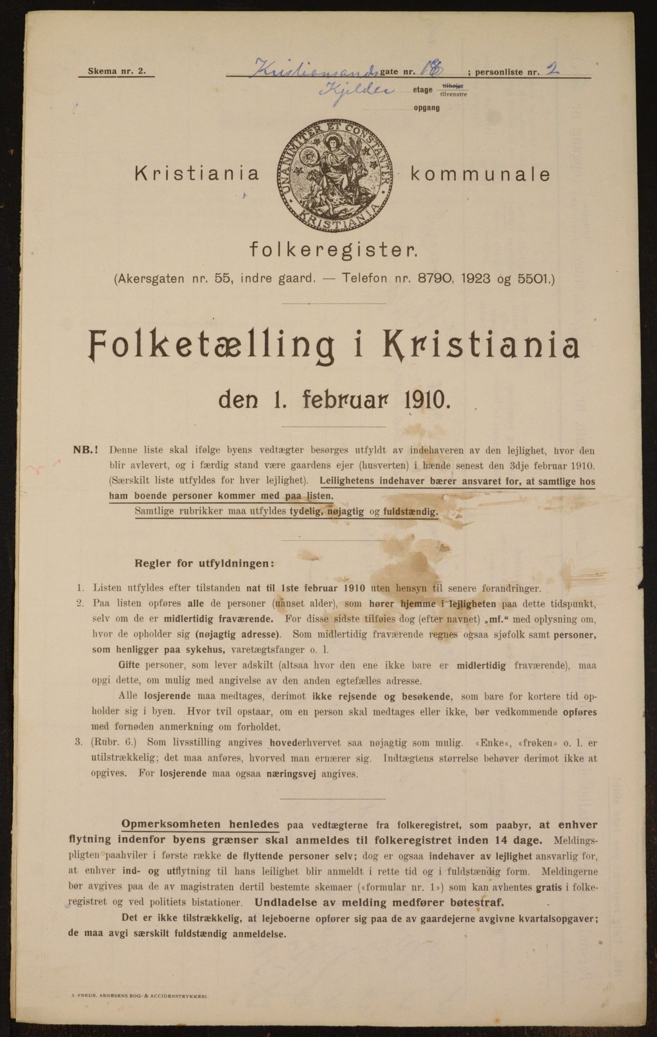 OBA, Municipal Census 1910 for Kristiania, 1910, p. 52869