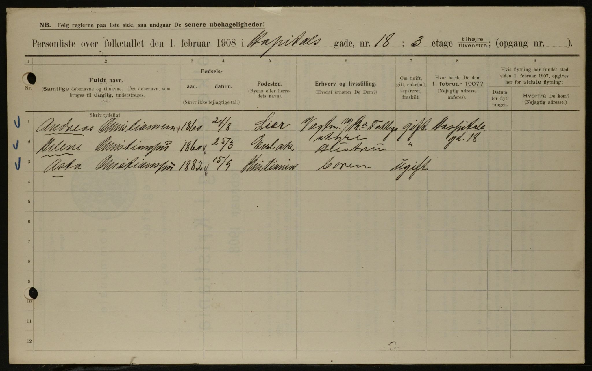 OBA, Municipal Census 1908 for Kristiania, 1908, p. 37347