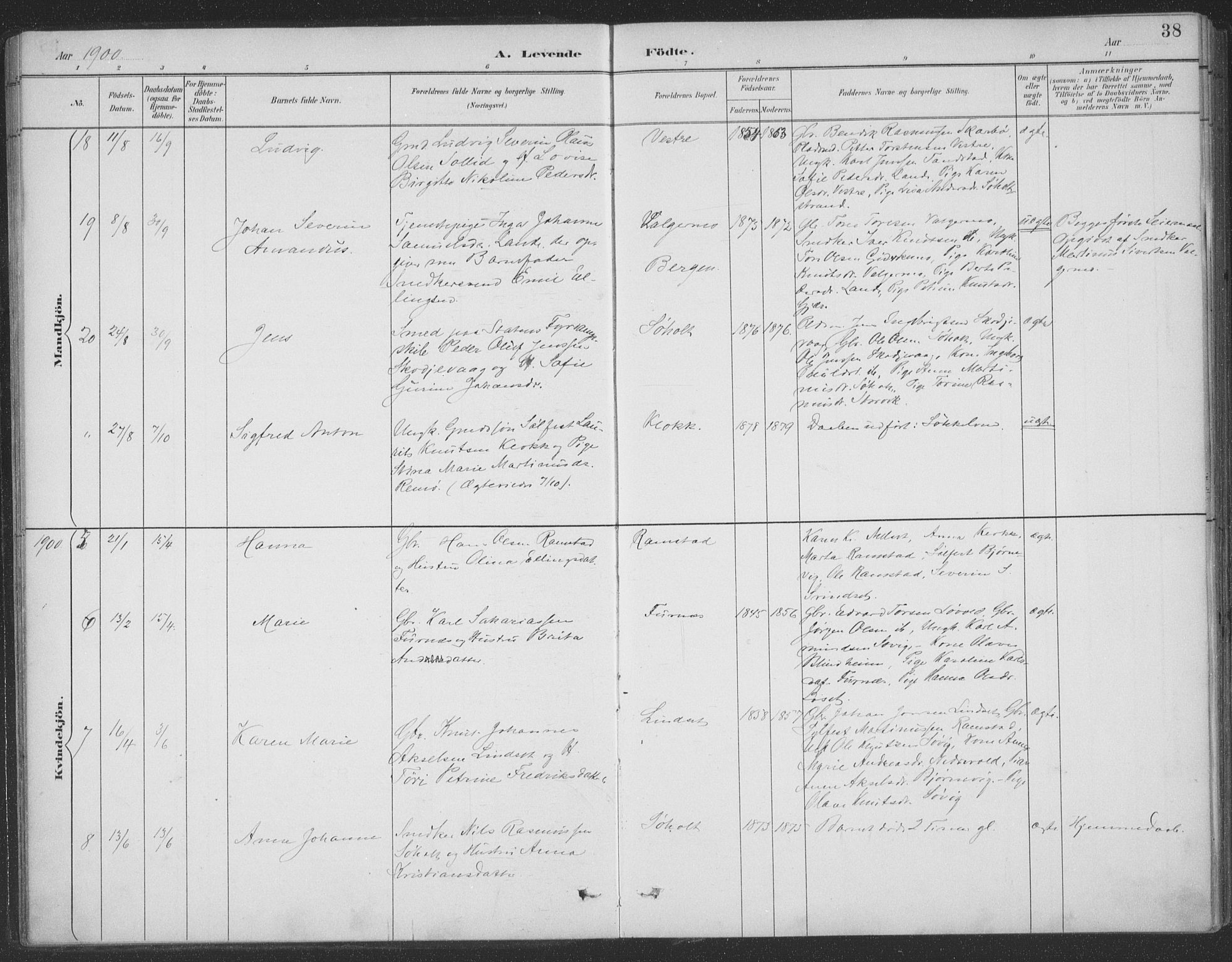 Ministerialprotokoller, klokkerbøker og fødselsregistre - Møre og Romsdal, AV/SAT-A-1454/522/L0316: Parish register (official) no. 522A11, 1890-1911, p. 38