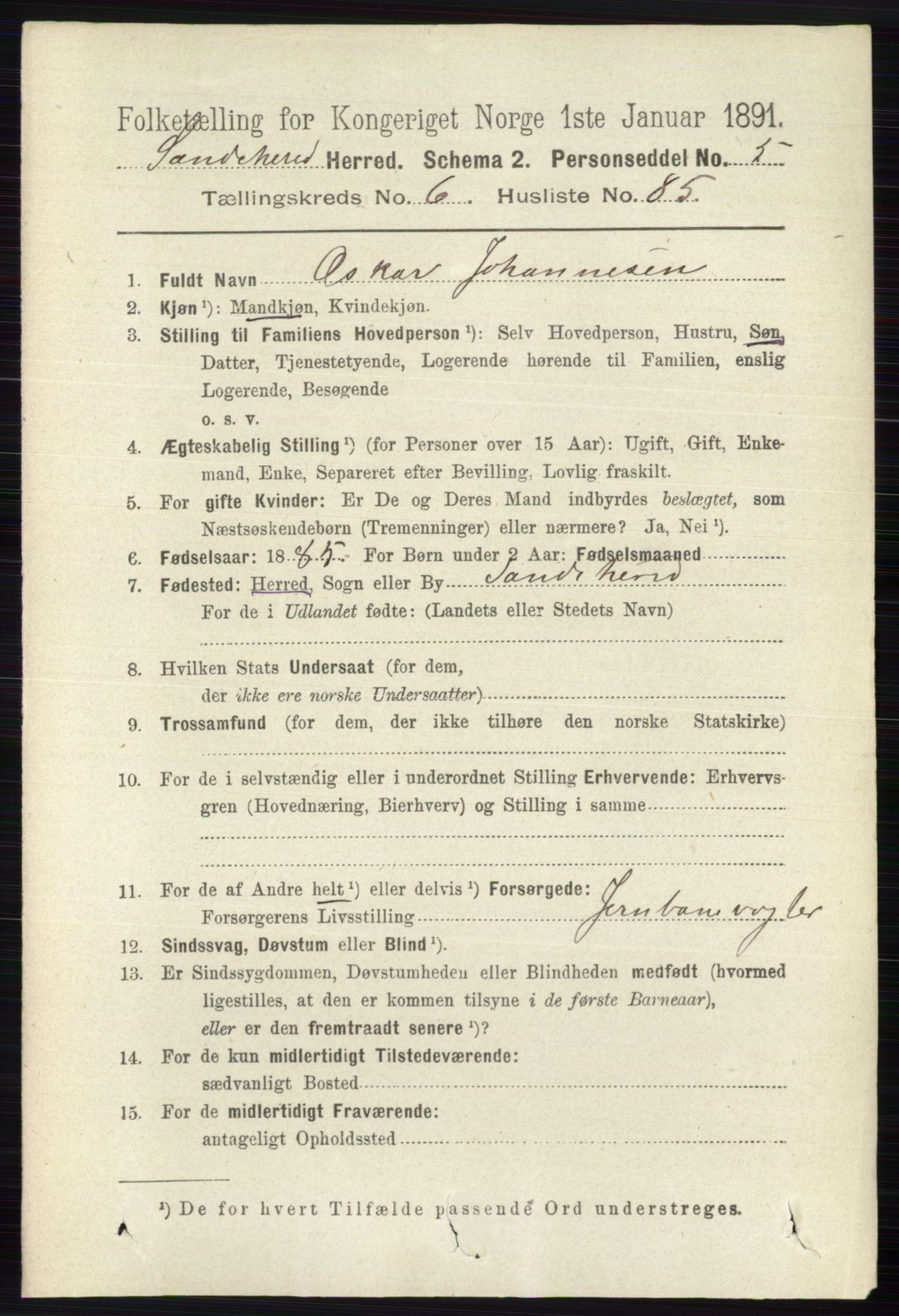 RA, 1891 census for 0724 Sandeherred, 1891, p. 3968