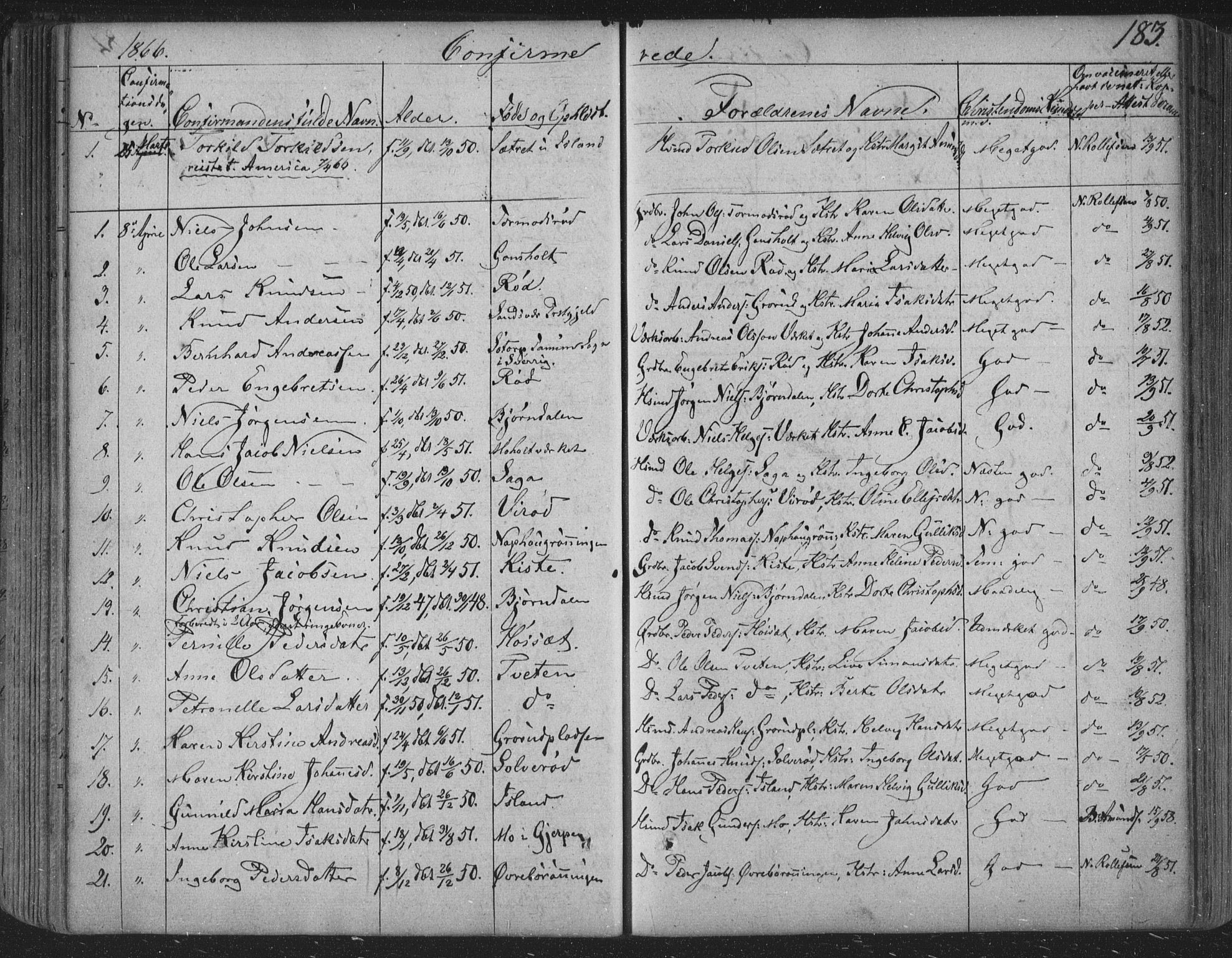 Siljan kirkebøker, SAKO/A-300/F/Fa/L0001: Parish register (official) no. 1, 1831-1870, p. 183