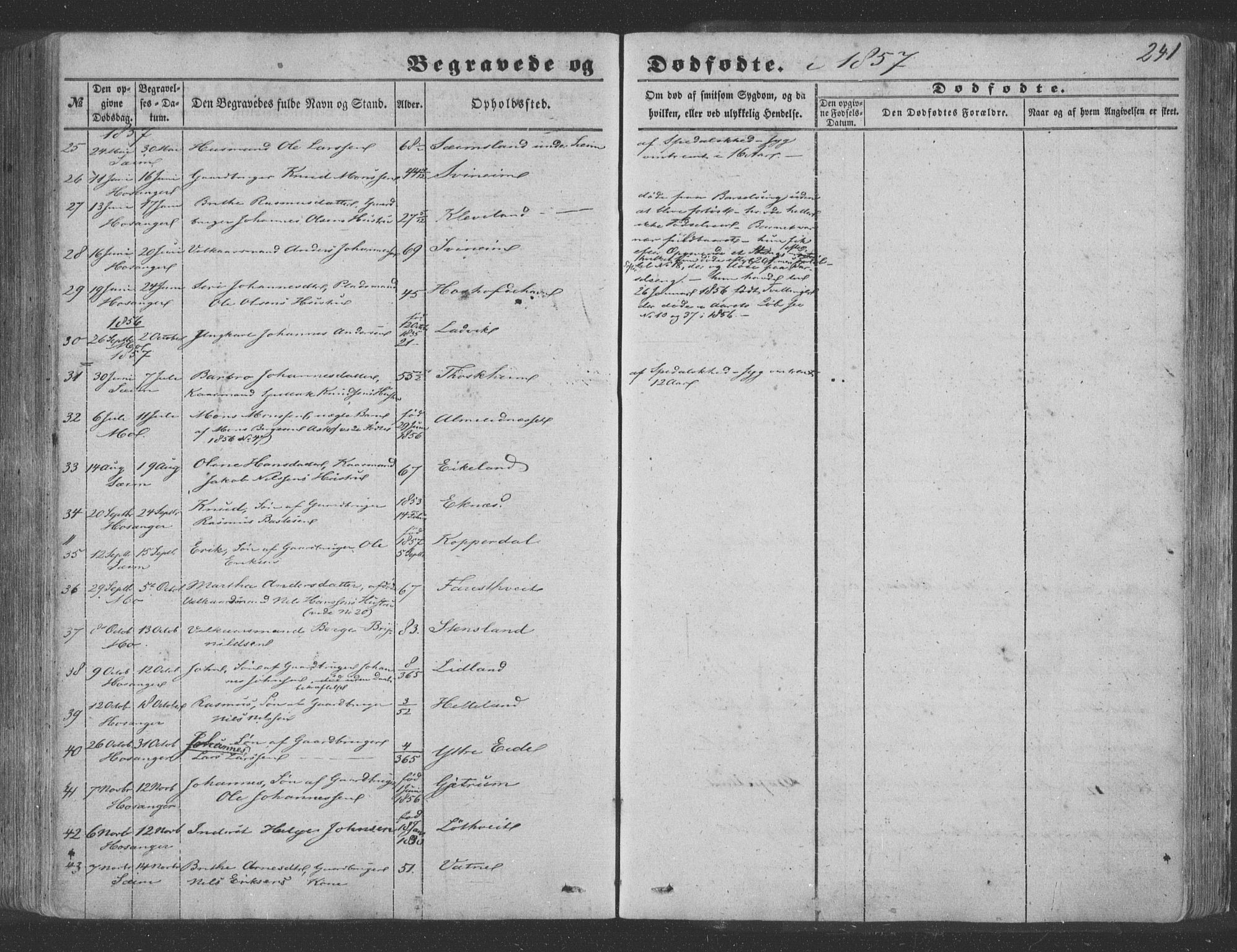 Hosanger sokneprestembete, AV/SAB-A-75801/H/Haa: Parish register (official) no. A 8, 1849-1863, p. 241