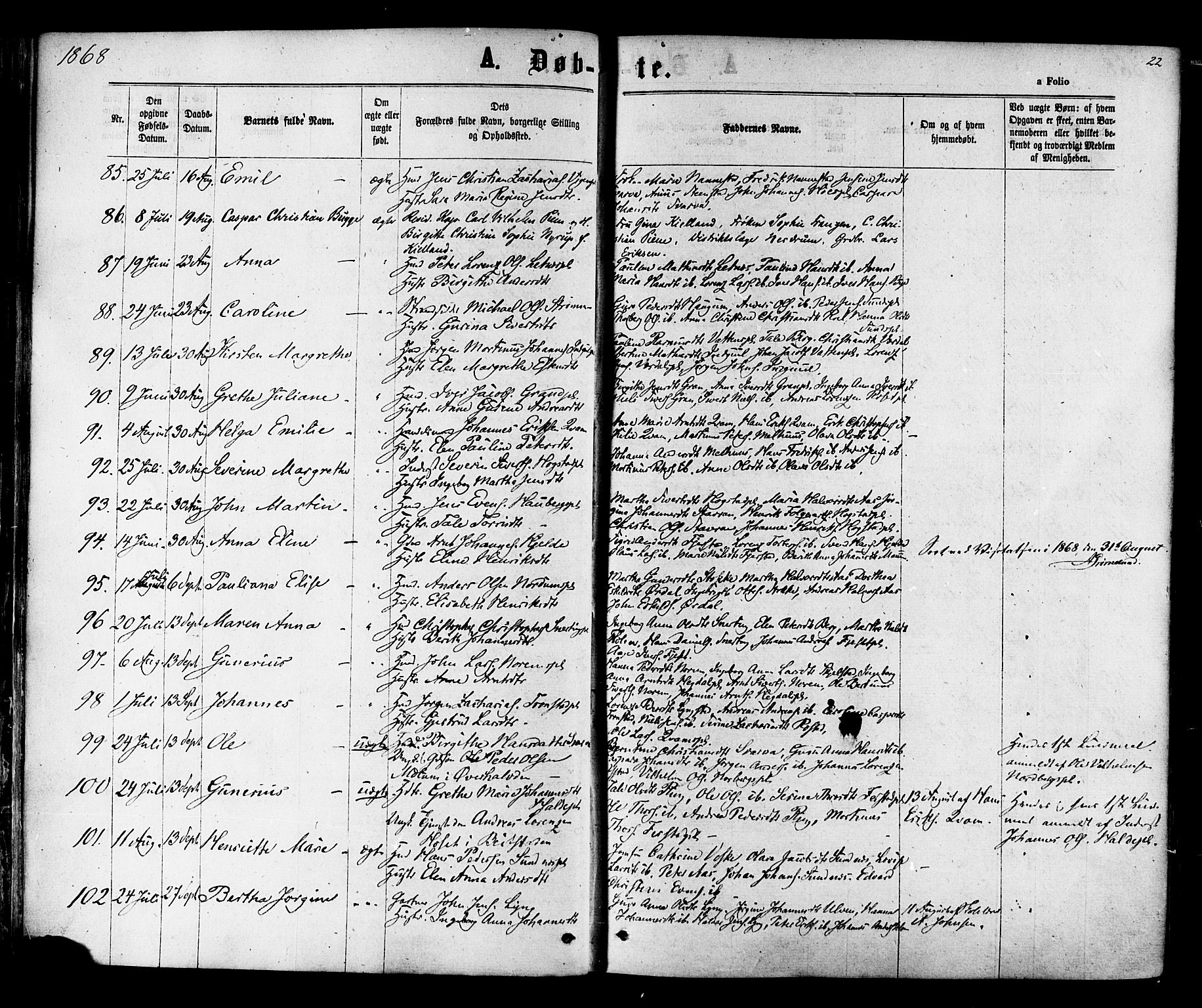 Ministerialprotokoller, klokkerbøker og fødselsregistre - Nord-Trøndelag, AV/SAT-A-1458/730/L0284: Parish register (official) no. 730A09, 1866-1878, p. 22