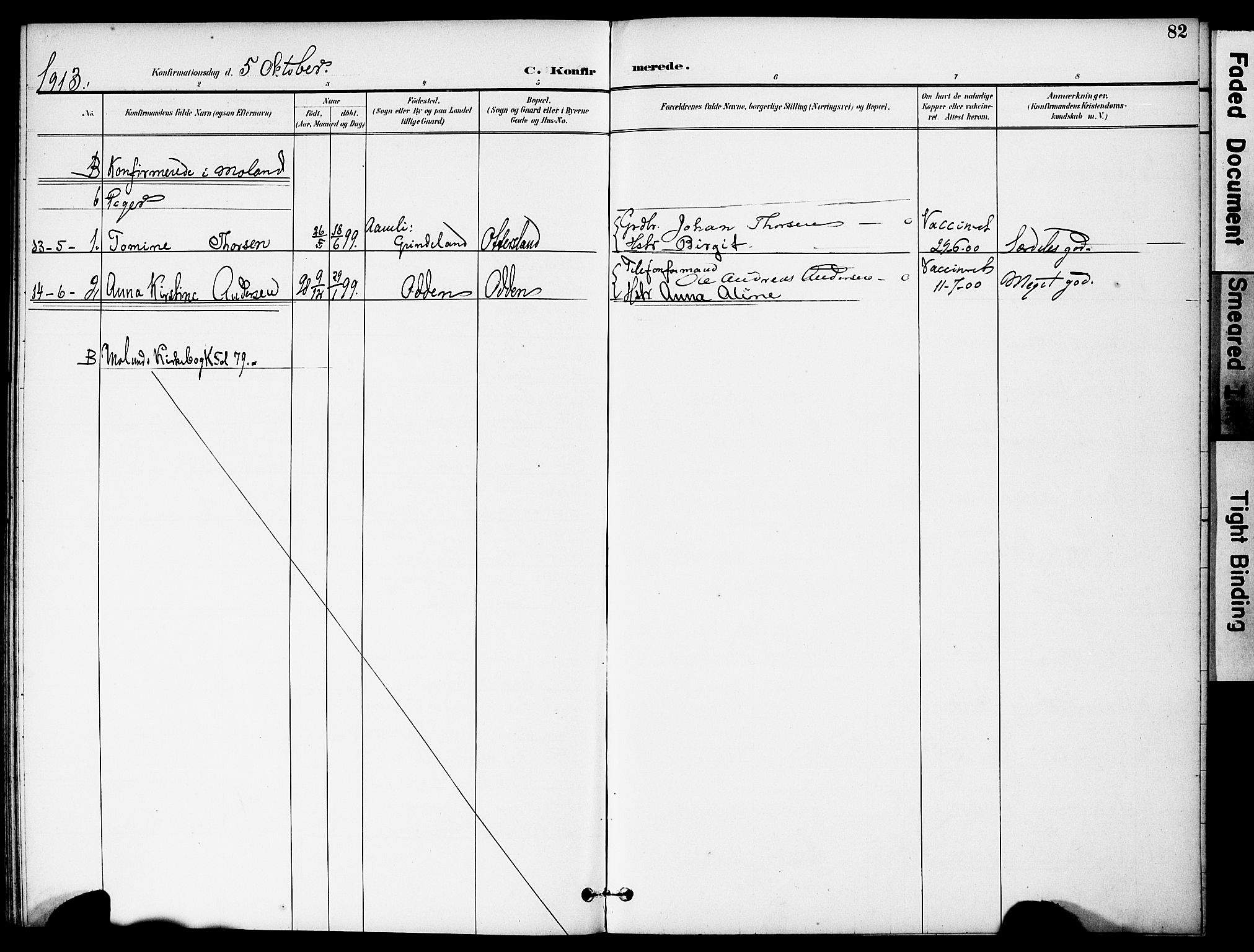 Austre Moland sokneprestkontor, SAK/1111-0001/F/Fa/Fab/L0002: Parish register (official) no. A 2, 1894-1919, p. 82