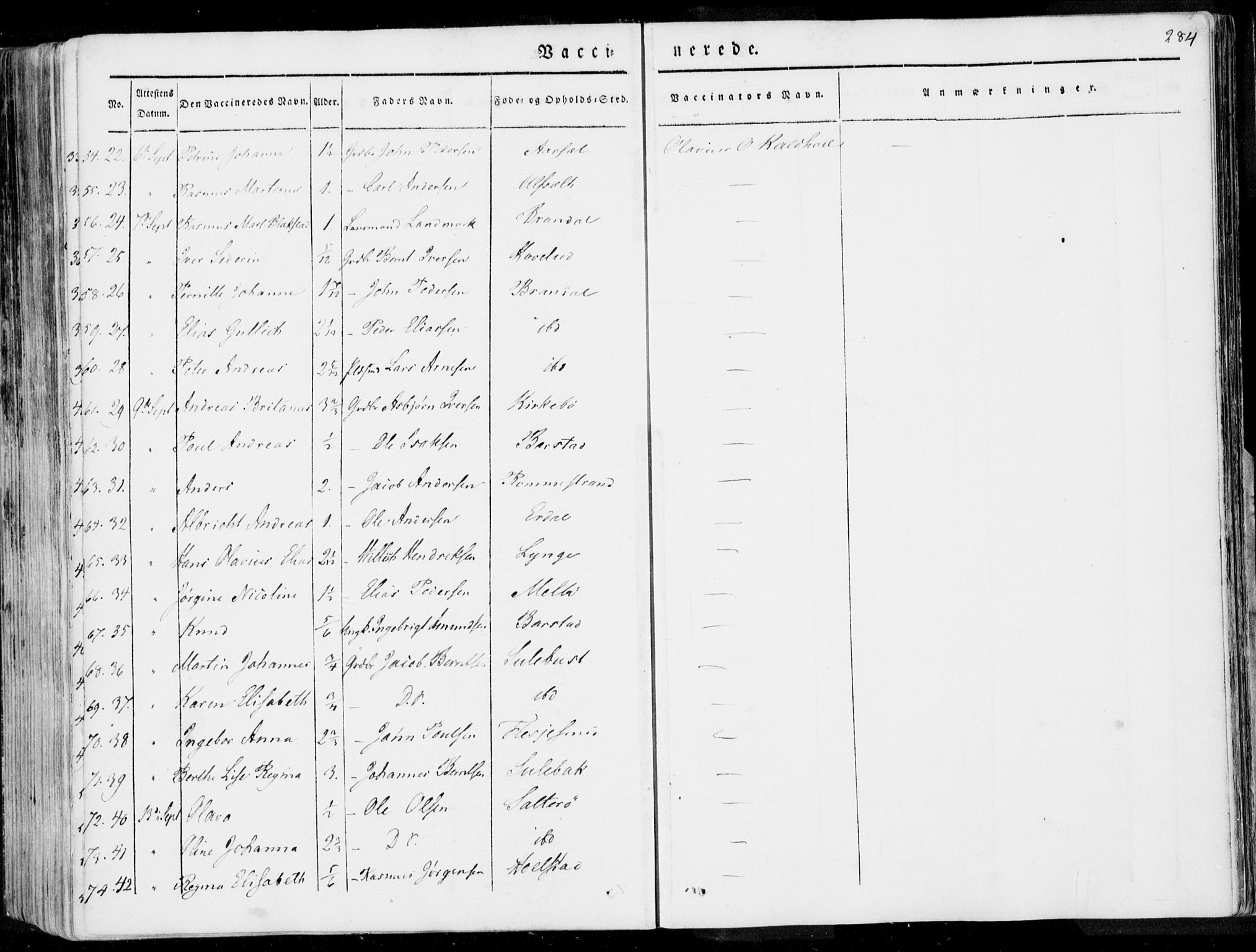 Ministerialprotokoller, klokkerbøker og fødselsregistre - Møre og Romsdal, AV/SAT-A-1454/509/L0104: Parish register (official) no. 509A02, 1833-1847, p. 284