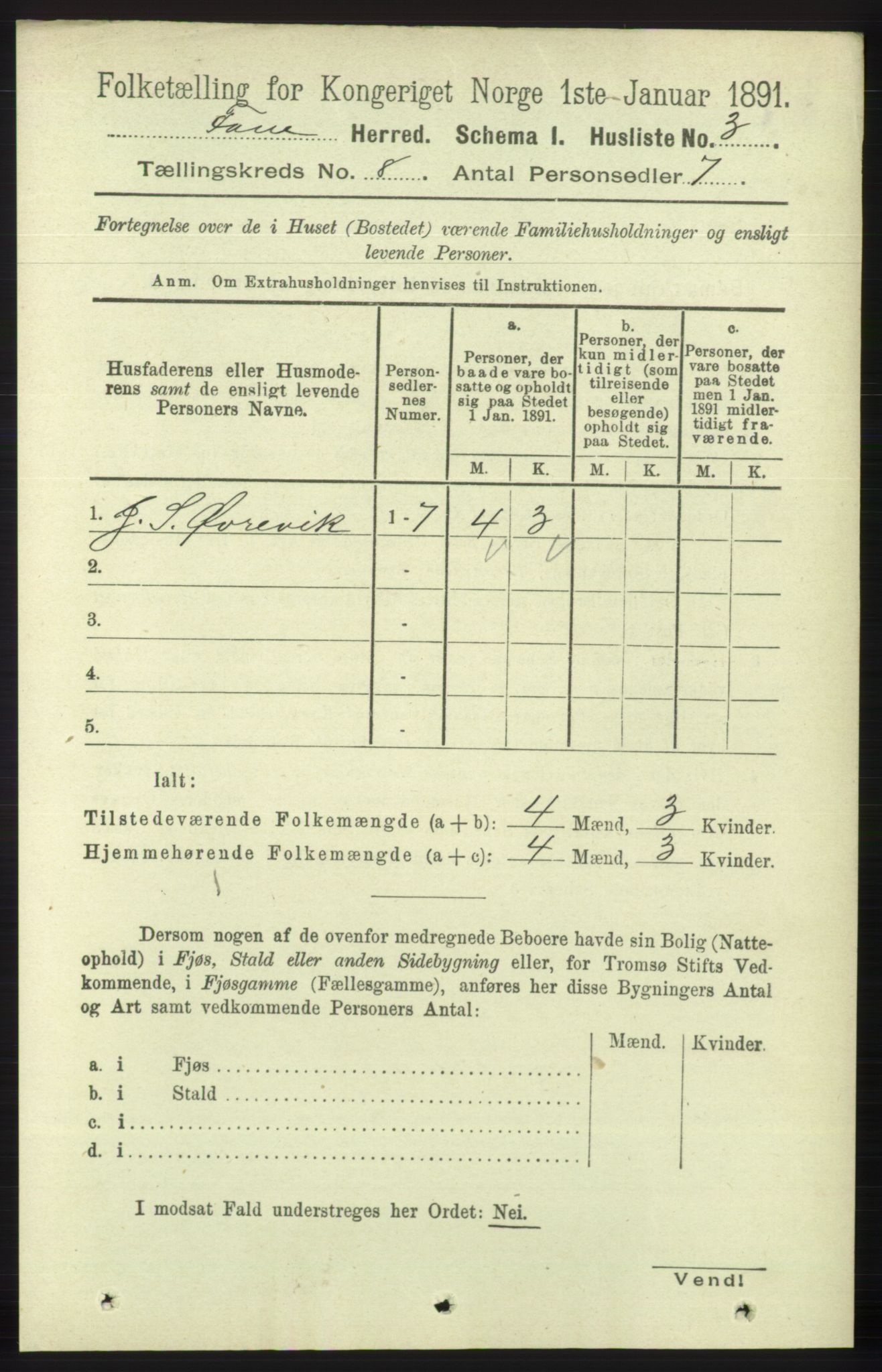 RA, 1891 census for 1249 Fana, 1891, p. 3289