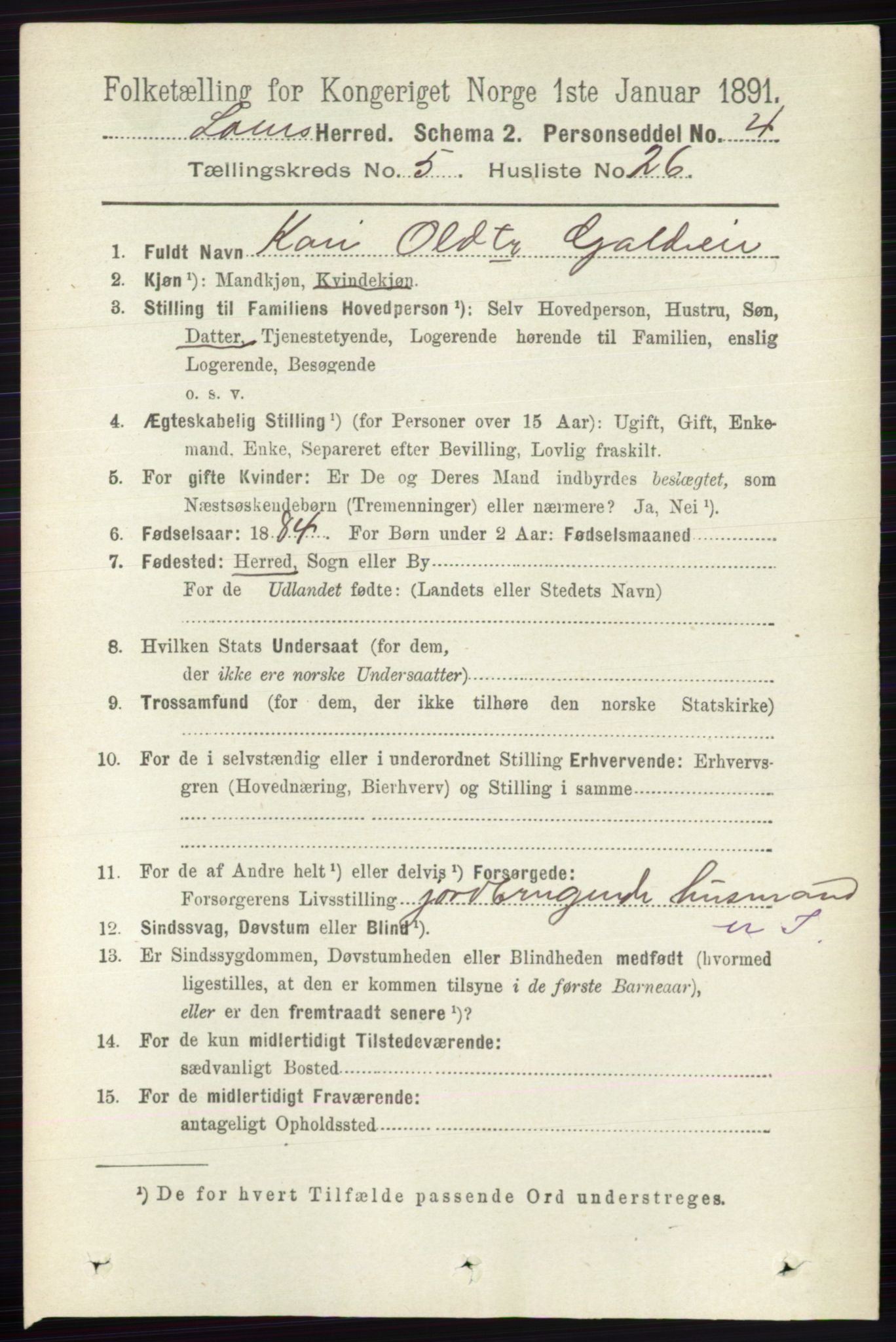 RA, 1891 census for 0514 Lom, 1891, p. 2004