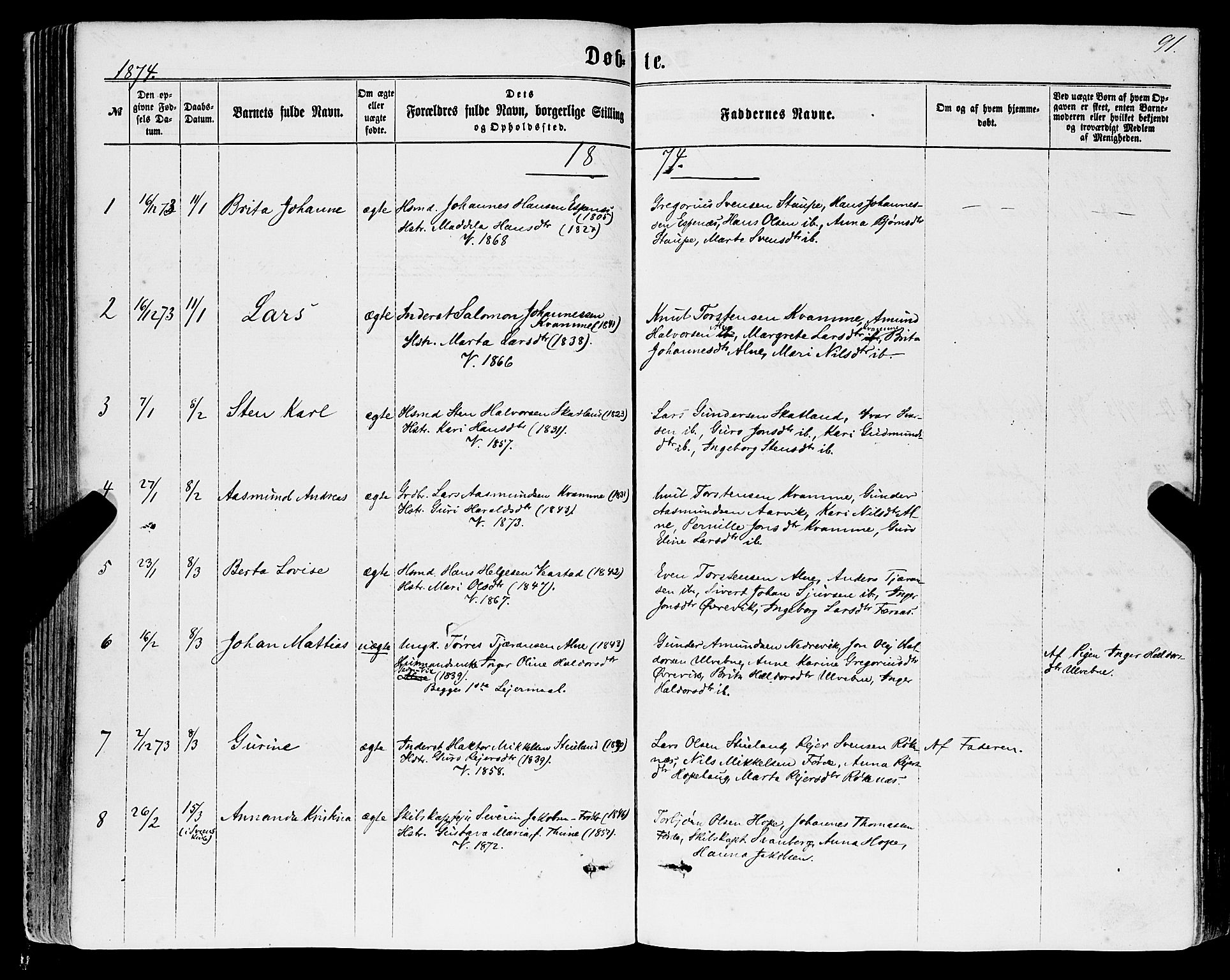 Sveio Sokneprestembete, AV/SAB-A-78501/H/Haa: Parish register (official) no. A 1, 1861-1877, p. 91