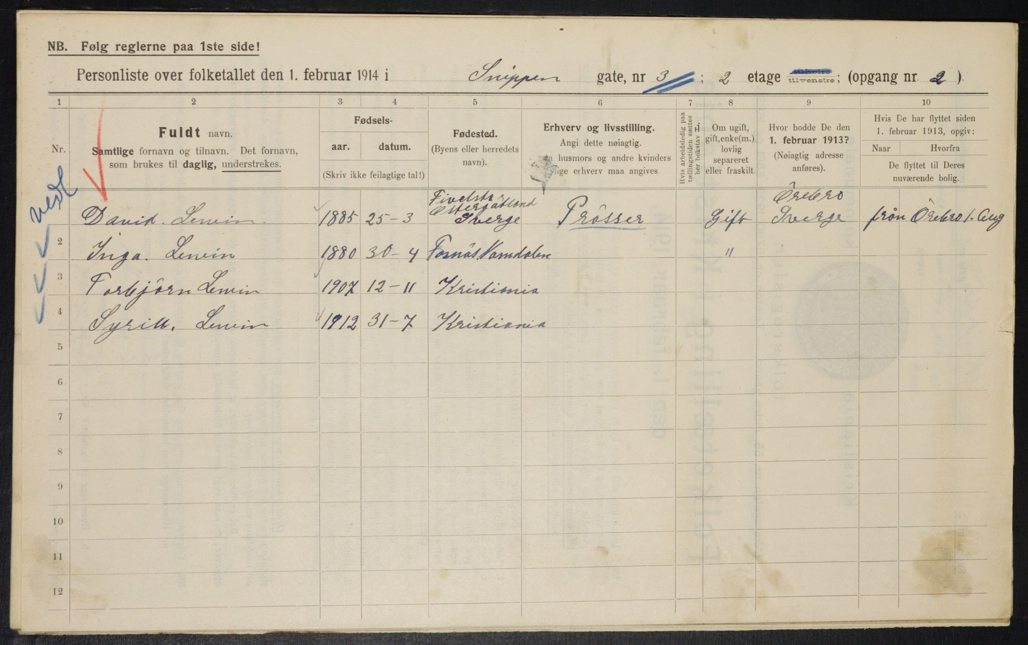 OBA, Municipal Census 1914 for Kristiania, 1914, p. 97862