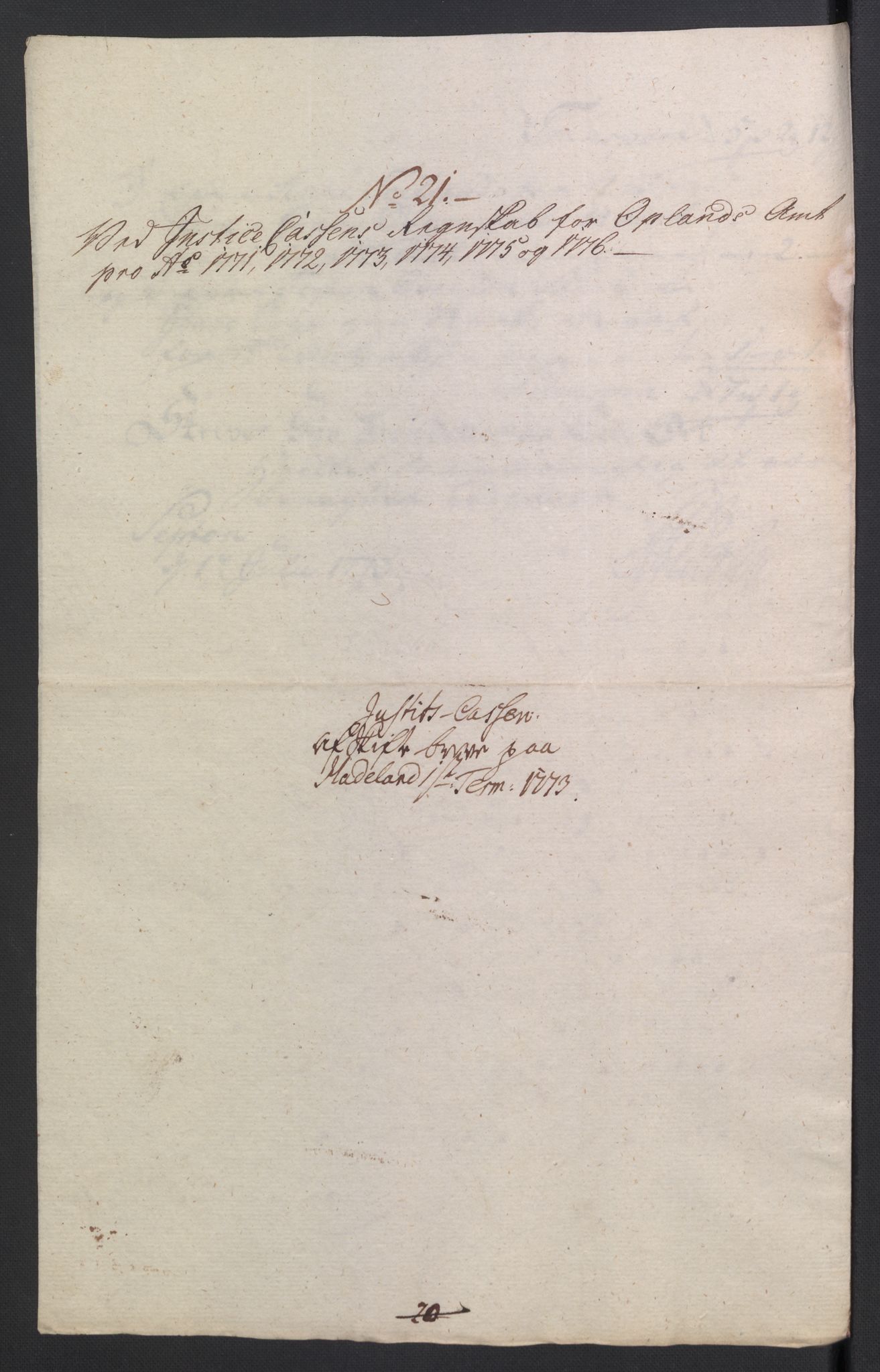 Rentekammeret inntil 1814, Reviderte regnskaper, Mindre regnskaper, AV/RA-EA-4068/Rb/L0014: Opplands amt, 1771-1779, p. 160