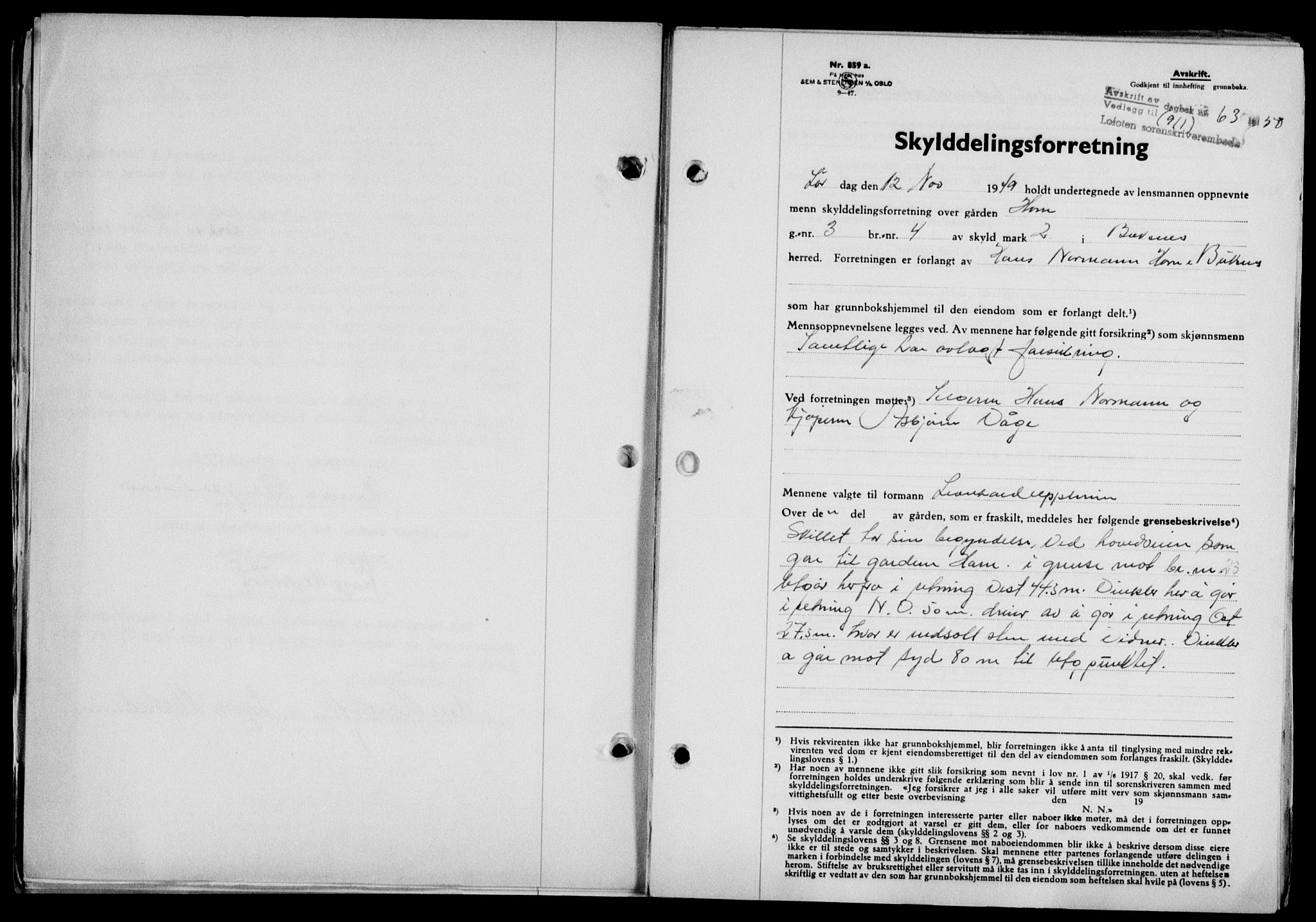 Lofoten sorenskriveri, SAT/A-0017/1/2/2C/L0022a: Mortgage book no. 22a, 1949-1950, Diary no: : 63/1950