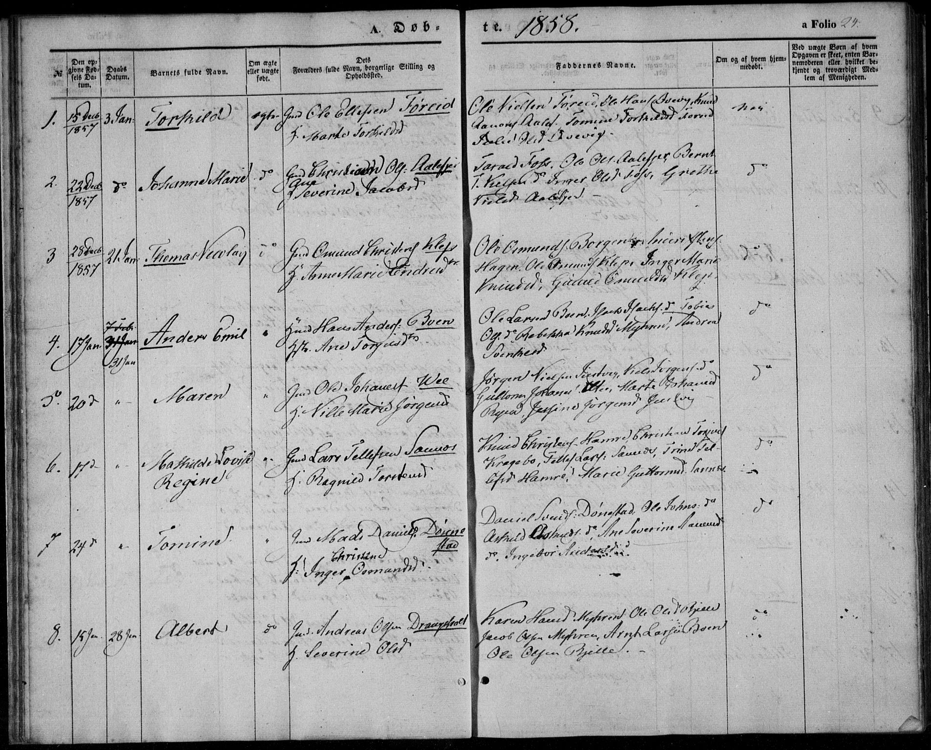 Tveit sokneprestkontor, SAK/1111-0043/F/Fa/L0005: Parish register (official) no. A 5, 1853-1871, p. 24