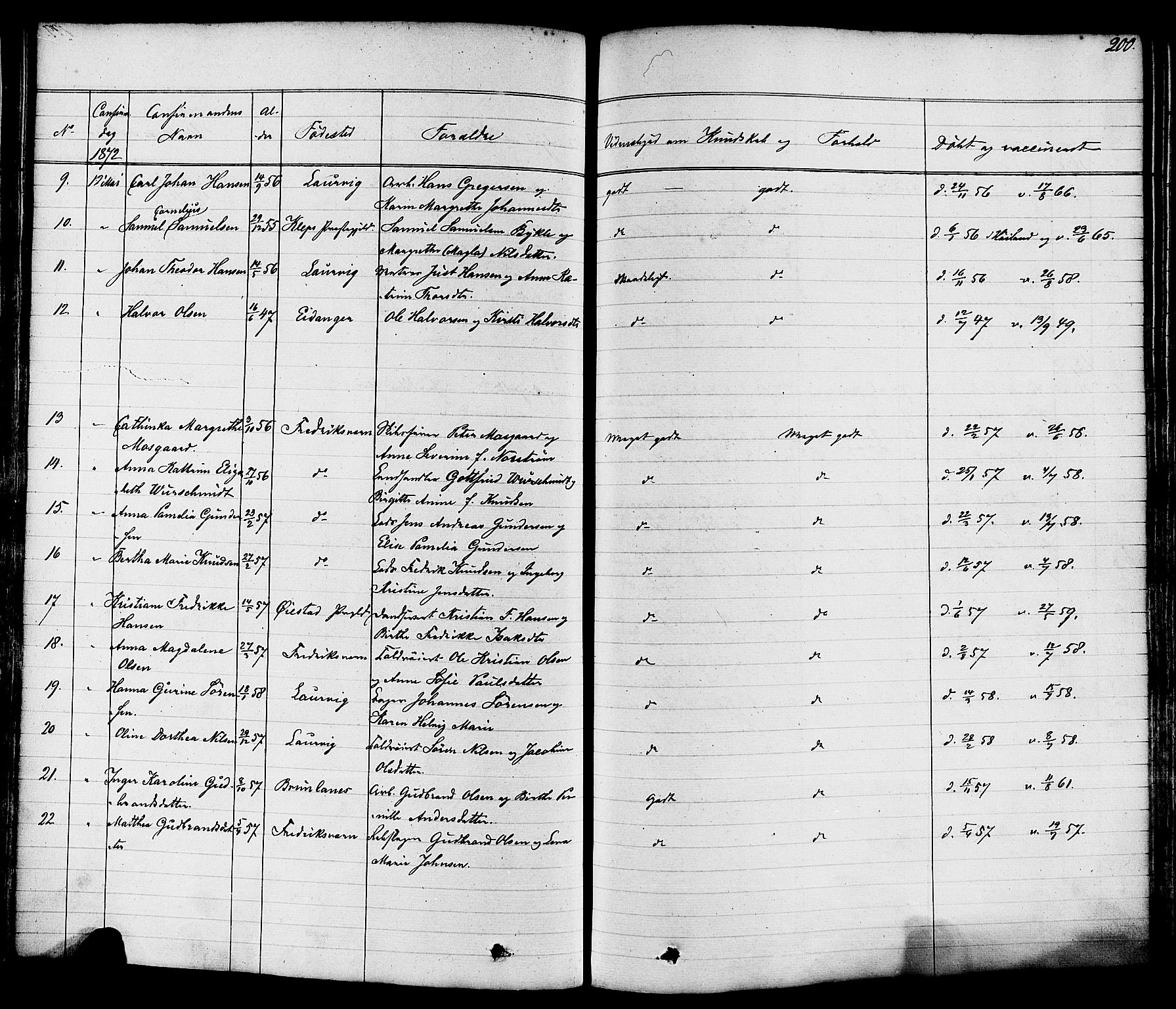 Stavern kirkebøker, AV/SAKO-A-318/F/Fa/L0007: Parish register (official) no. 7, 1840-1877, p. 200