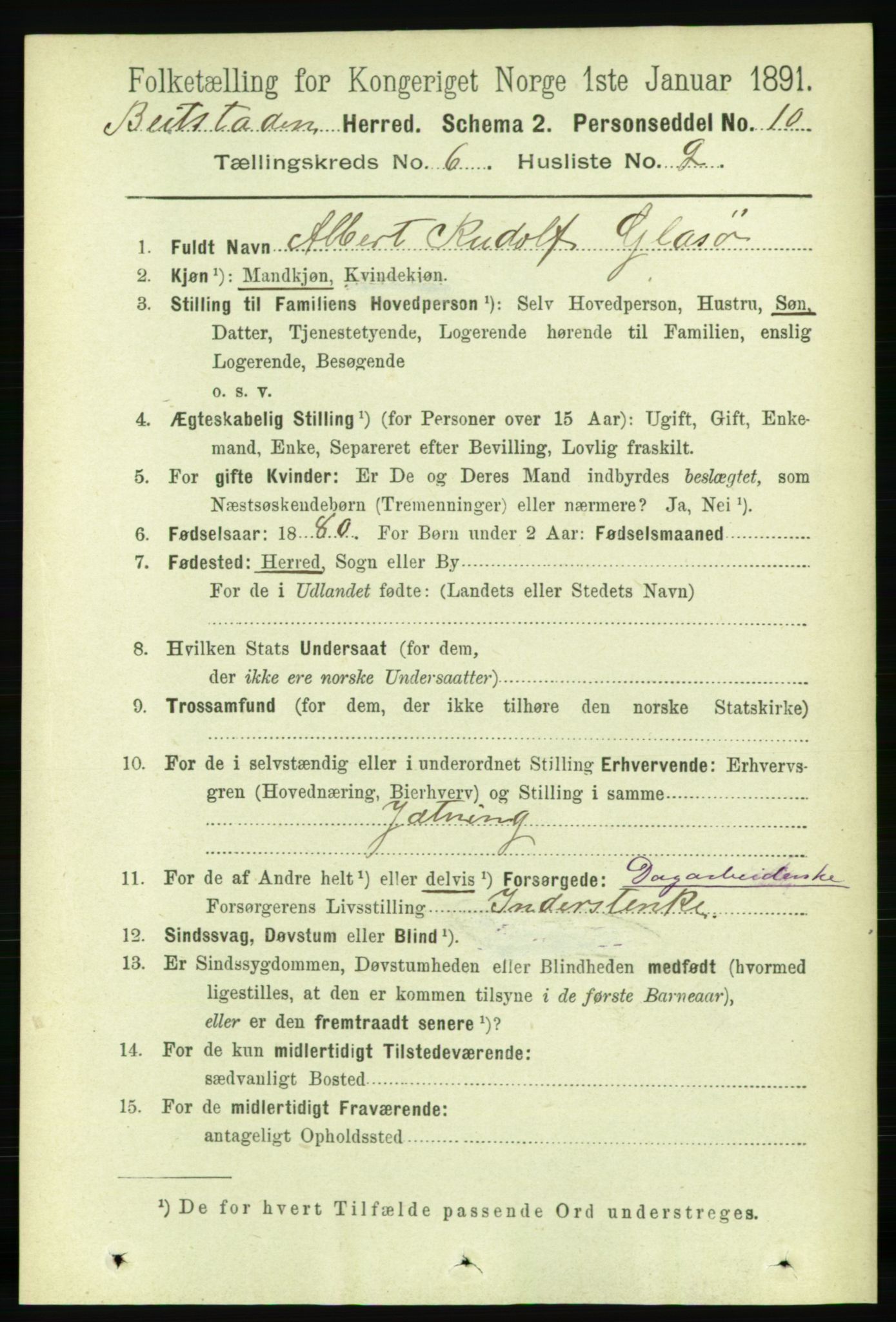 RA, 1891 census for 1727 Beitstad, 1891, p. 1546