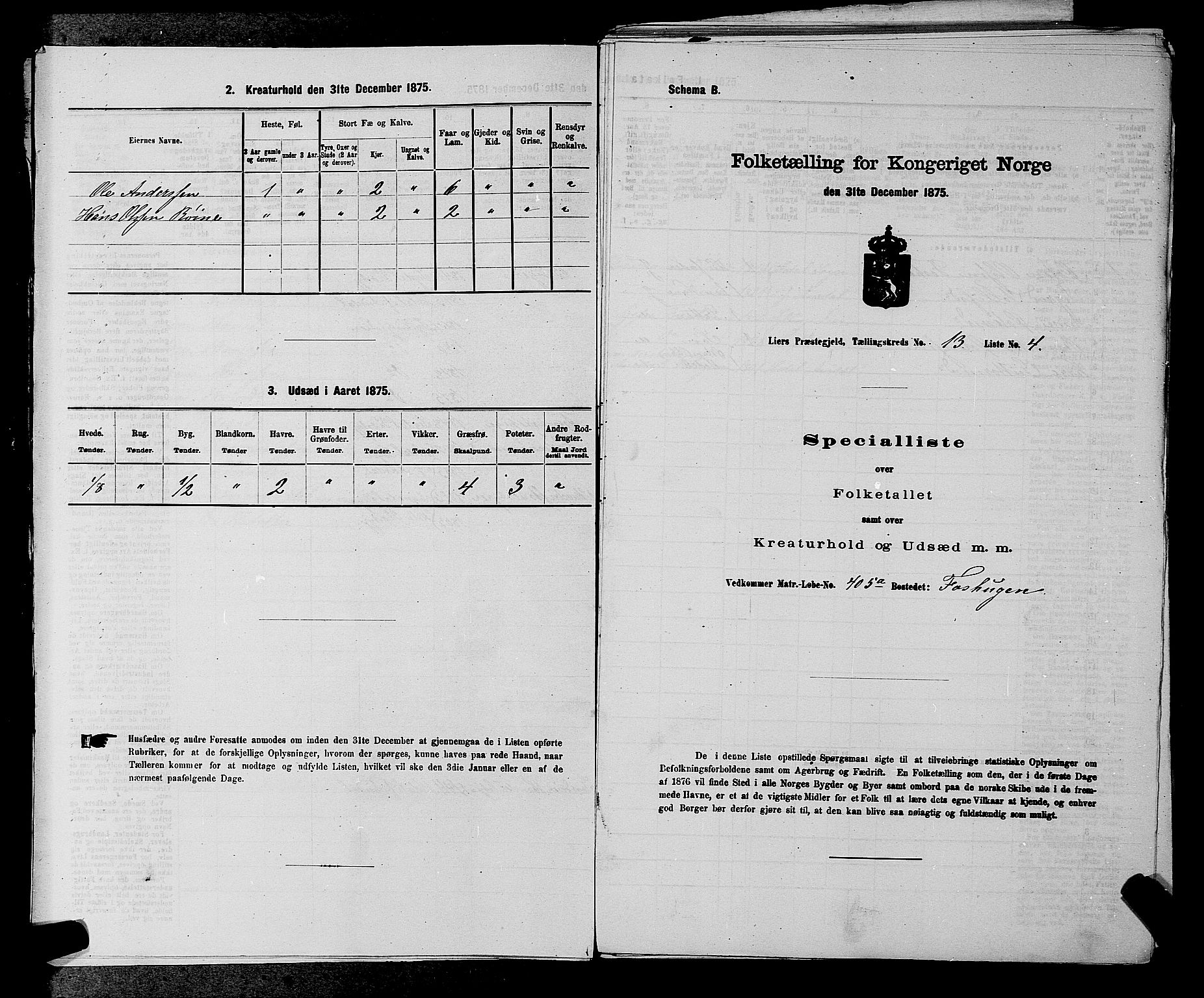 SAKO, 1875 census for 0626P Lier, 1875, p. 2301