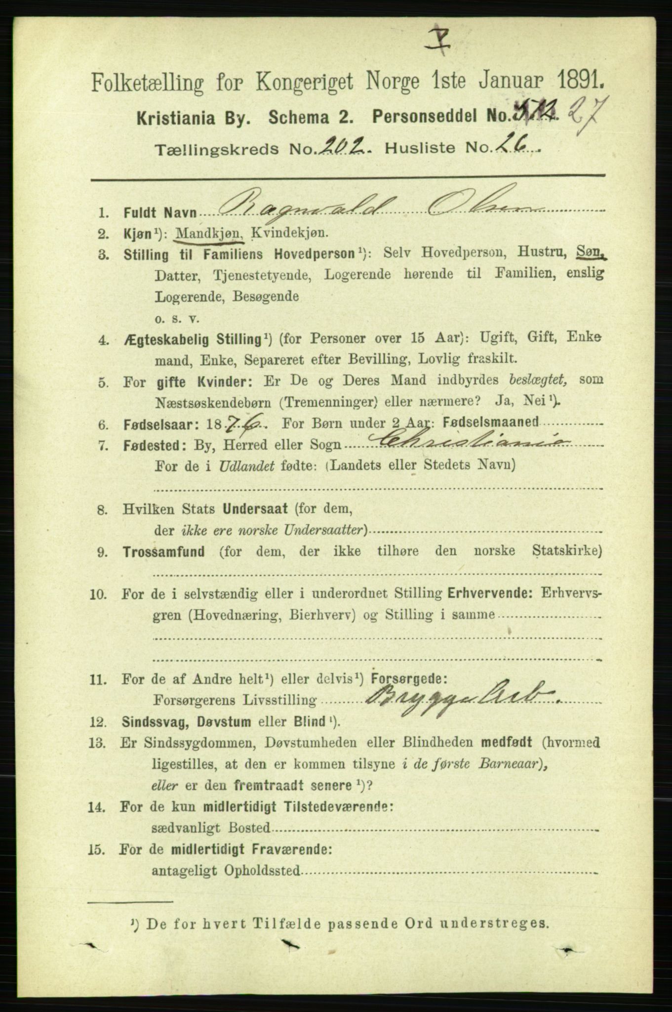 RA, 1891 census for 0301 Kristiania, 1891, p. 122040