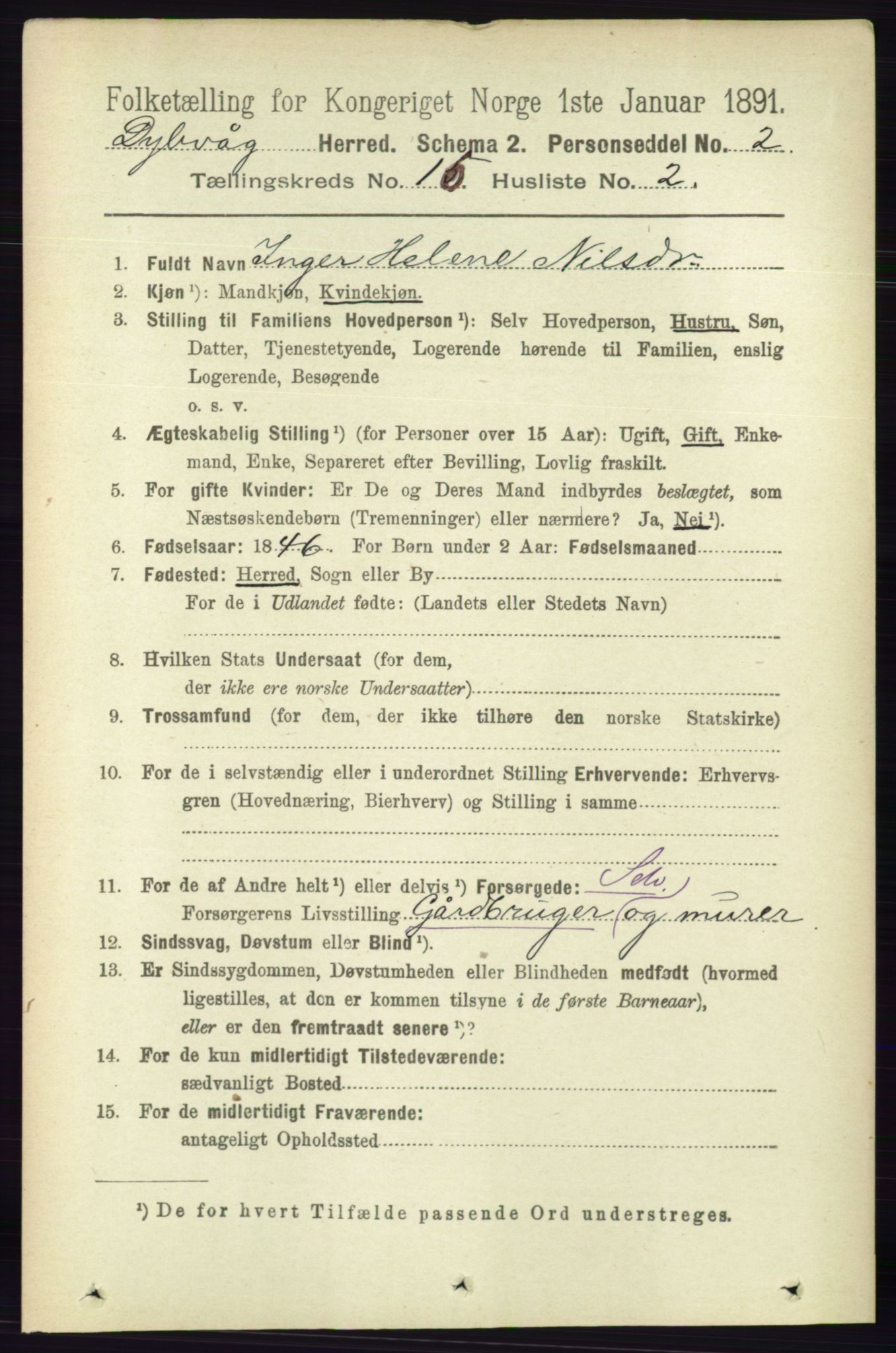 RA, 1891 census for 0915 Dypvåg, 1891, p. 6402