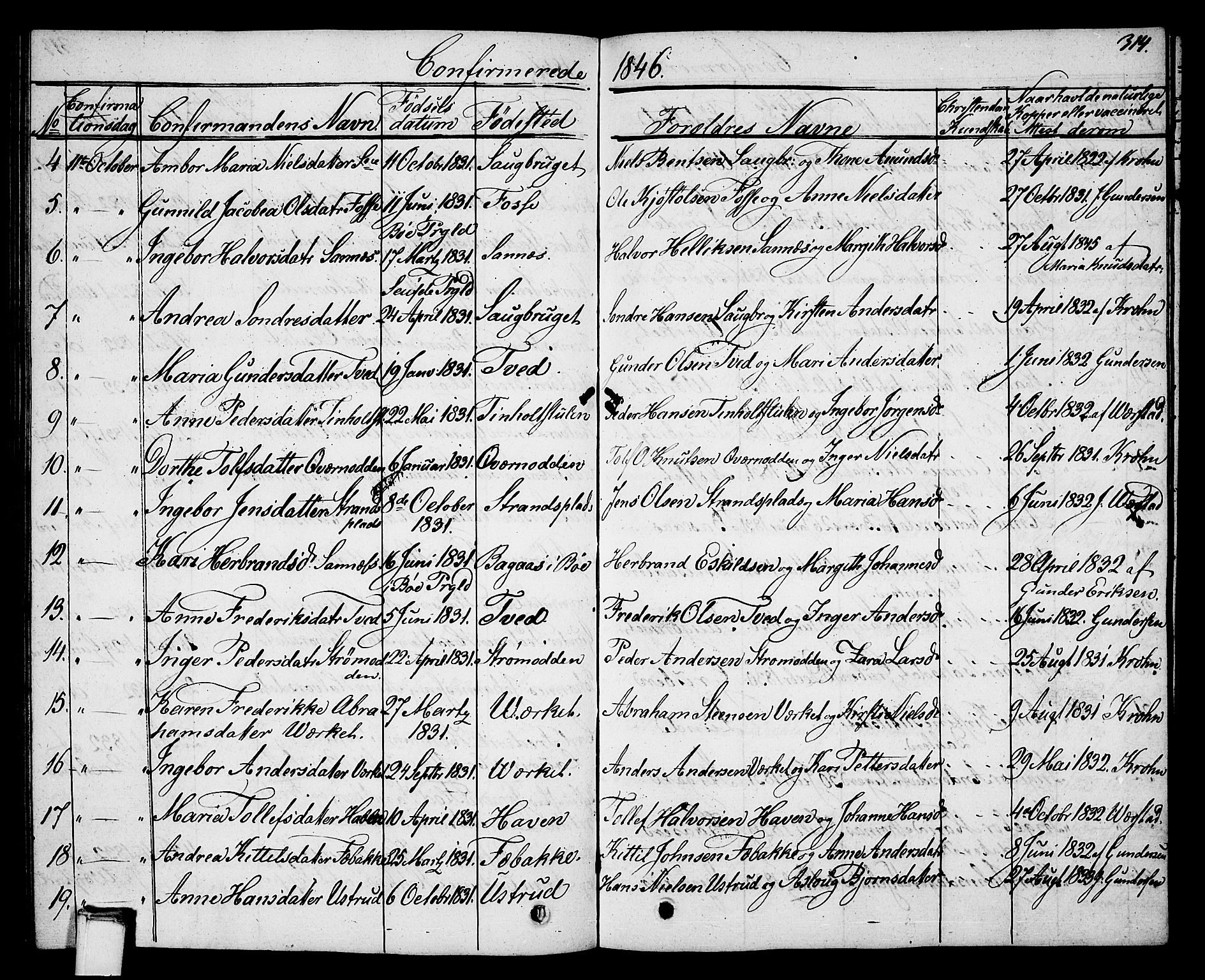 Holla kirkebøker, AV/SAKO-A-272/G/Ga/L0002: Parish register (copy) no. I 2, 1830-1848, p. 314