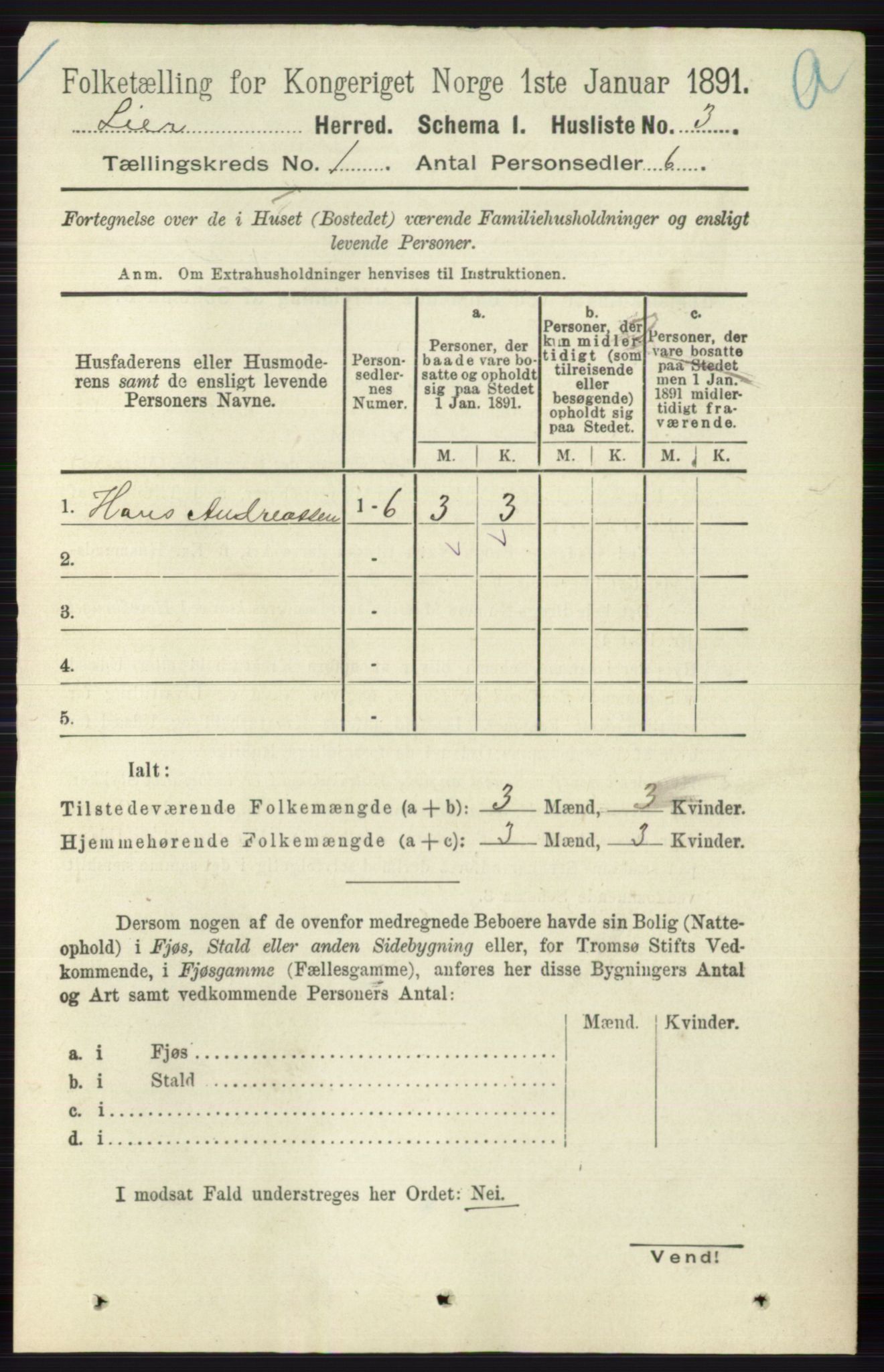 RA, 1891 census for 0626 Lier, 1891, p. 48