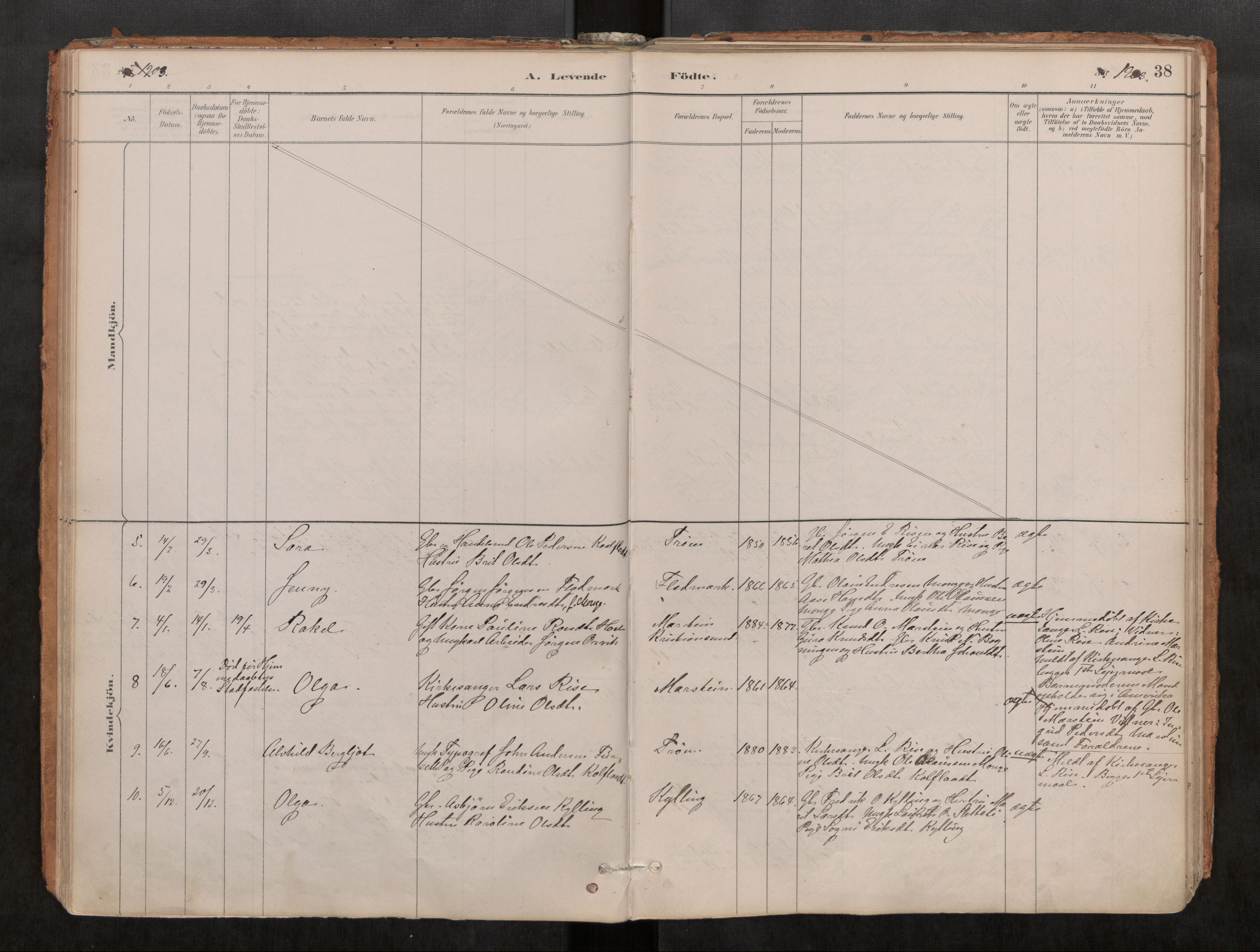 Ministerialprotokoller, klokkerbøker og fødselsregistre - Møre og Romsdal, SAT/A-1454/546/L0599: Parish register (official) no. 546A03, 1882-1920, p. 38