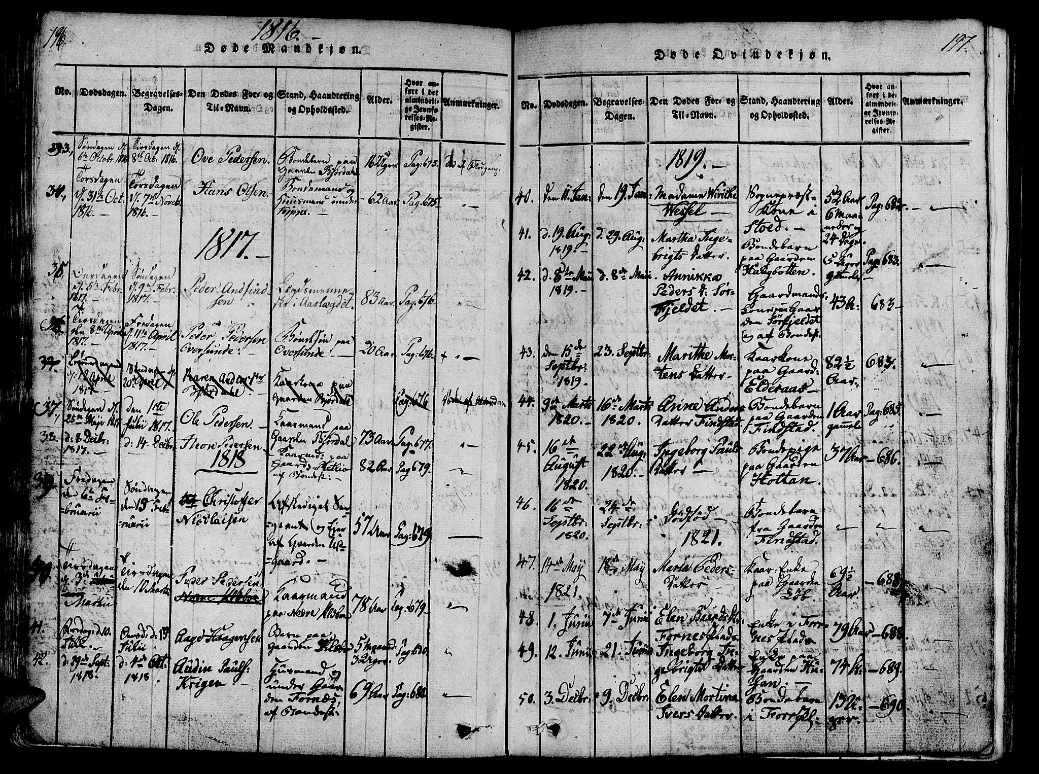 Ministerialprotokoller, klokkerbøker og fødselsregistre - Nord-Trøndelag, AV/SAT-A-1458/746/L0441: Parish register (official) no. 746A03 /1, 1816-1827, p. 196-197