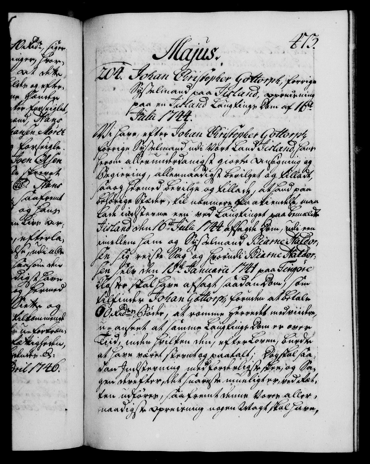 Danske Kanselli 1572-1799, AV/RA-EA-3023/F/Fc/Fca/Fcaa/L0034: Norske registre, 1745-1746, p. 473a