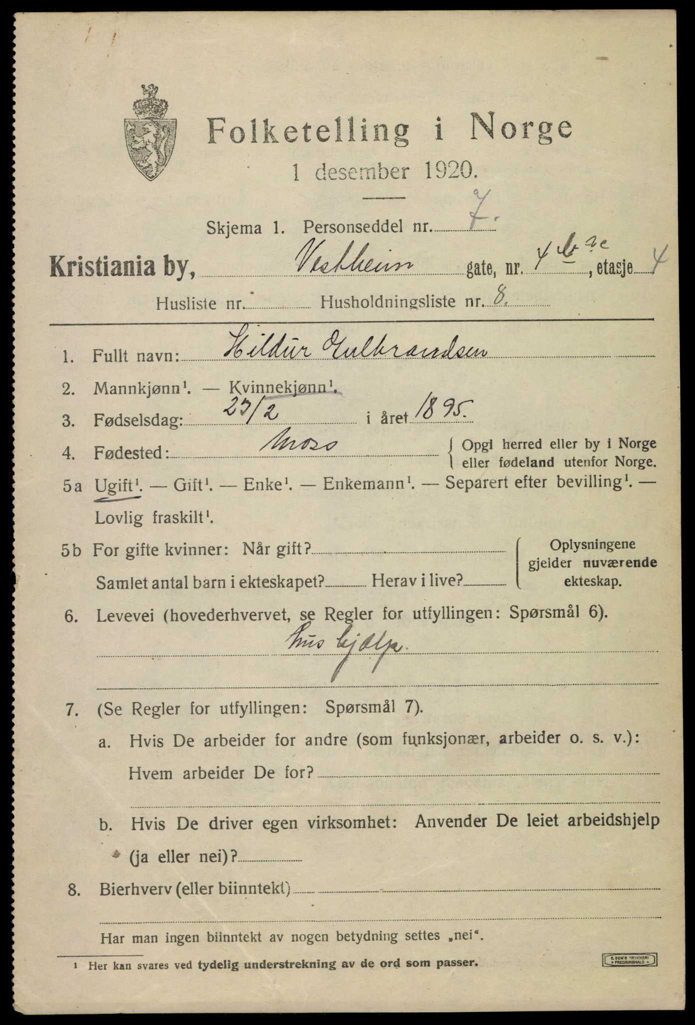 SAO, 1920 census for Kristiania, 1920, p. 631867