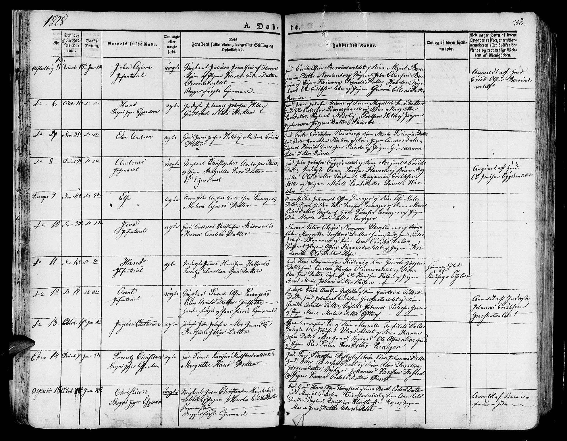 Ministerialprotokoller, klokkerbøker og fødselsregistre - Nord-Trøndelag, SAT/A-1458/717/L0152: Parish register (official) no. 717A05 /1, 1825-1836, p. 30