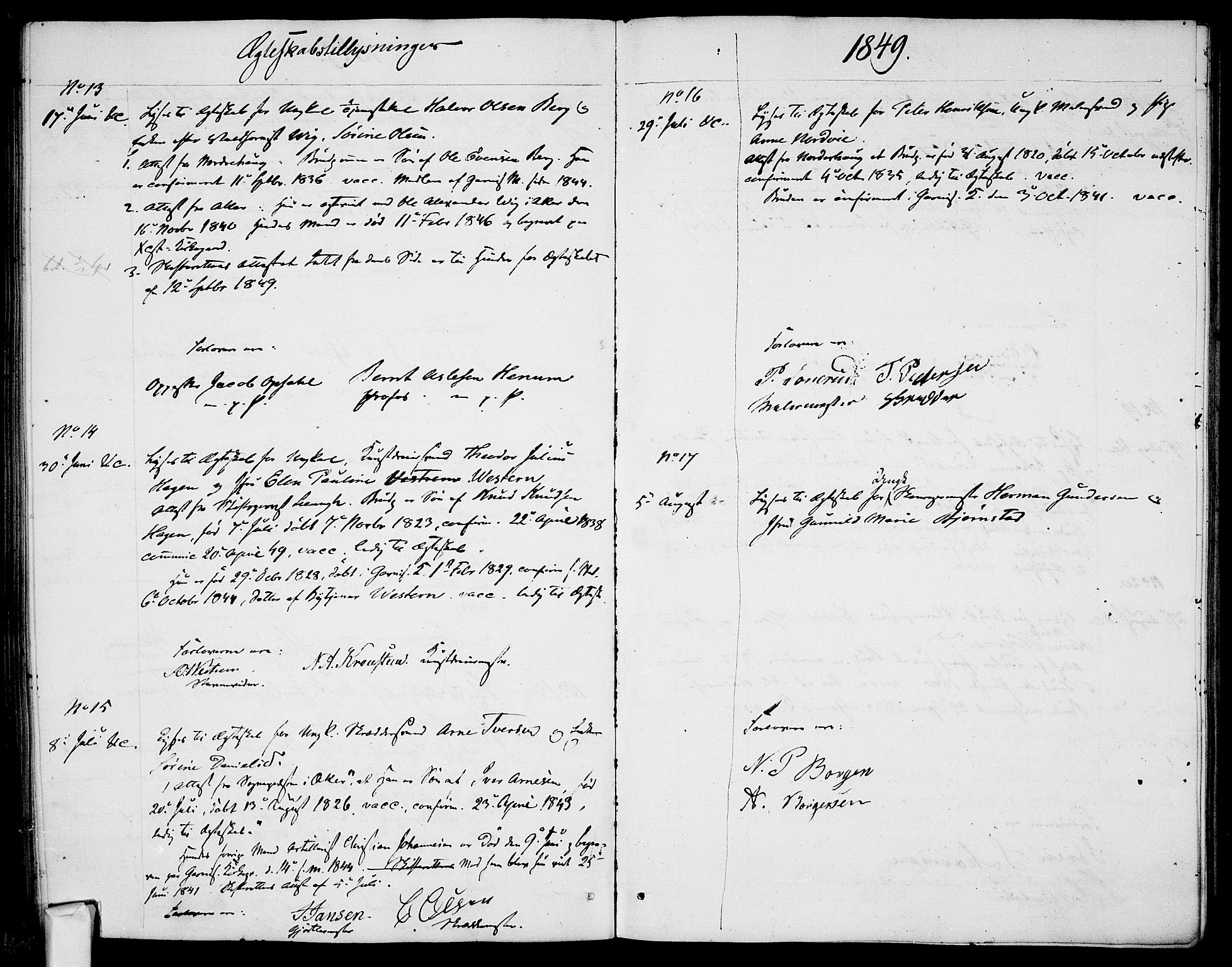 Garnisonsmenigheten Kirkebøker, AV/SAO-A-10846/H/Ha/L0005: Banns register no. I 5, 1844-1856