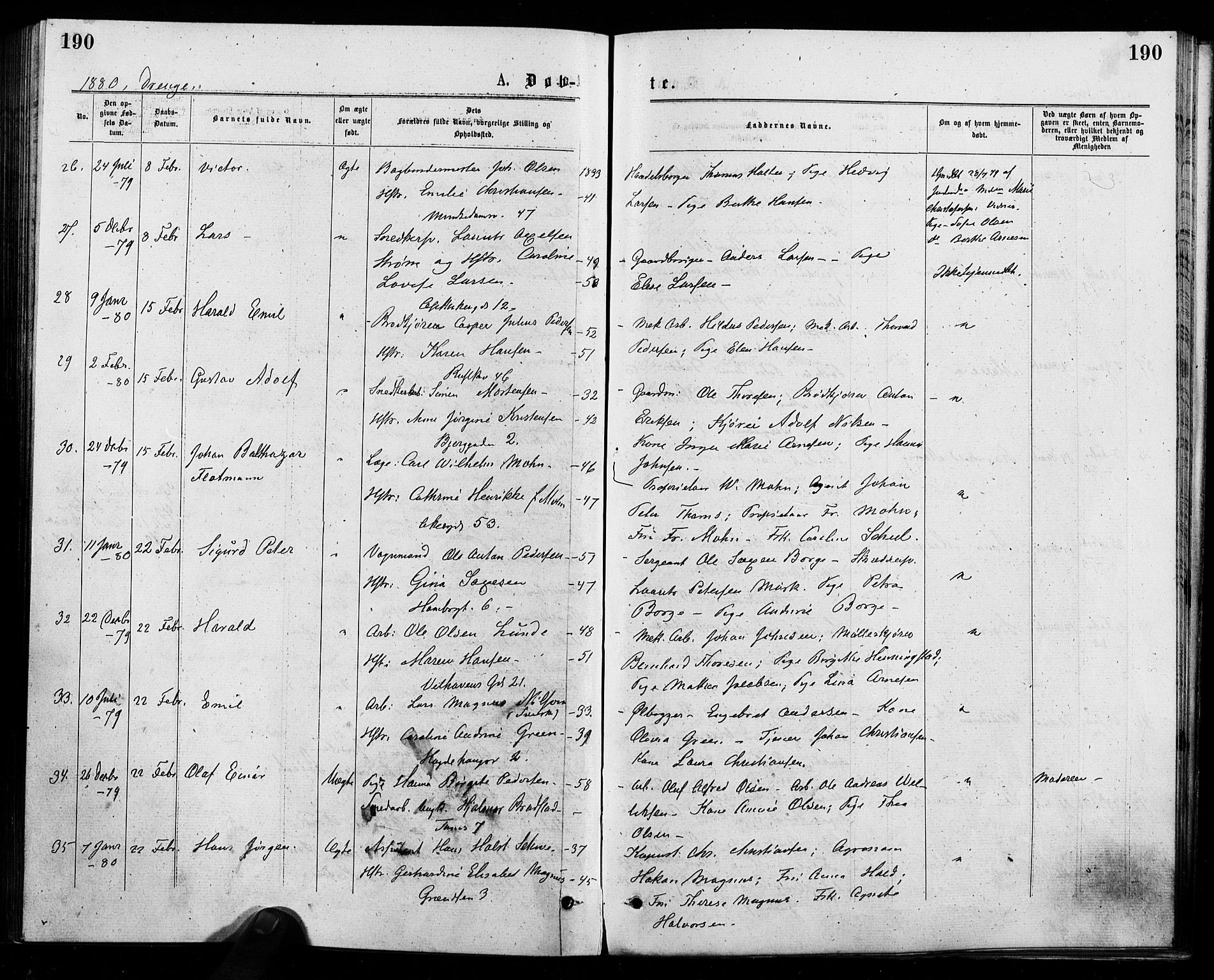 Trefoldighet prestekontor Kirkebøker, SAO/A-10882/F/Fa/L0004: Parish register (official) no. I 4, 1876-1880, p. 190