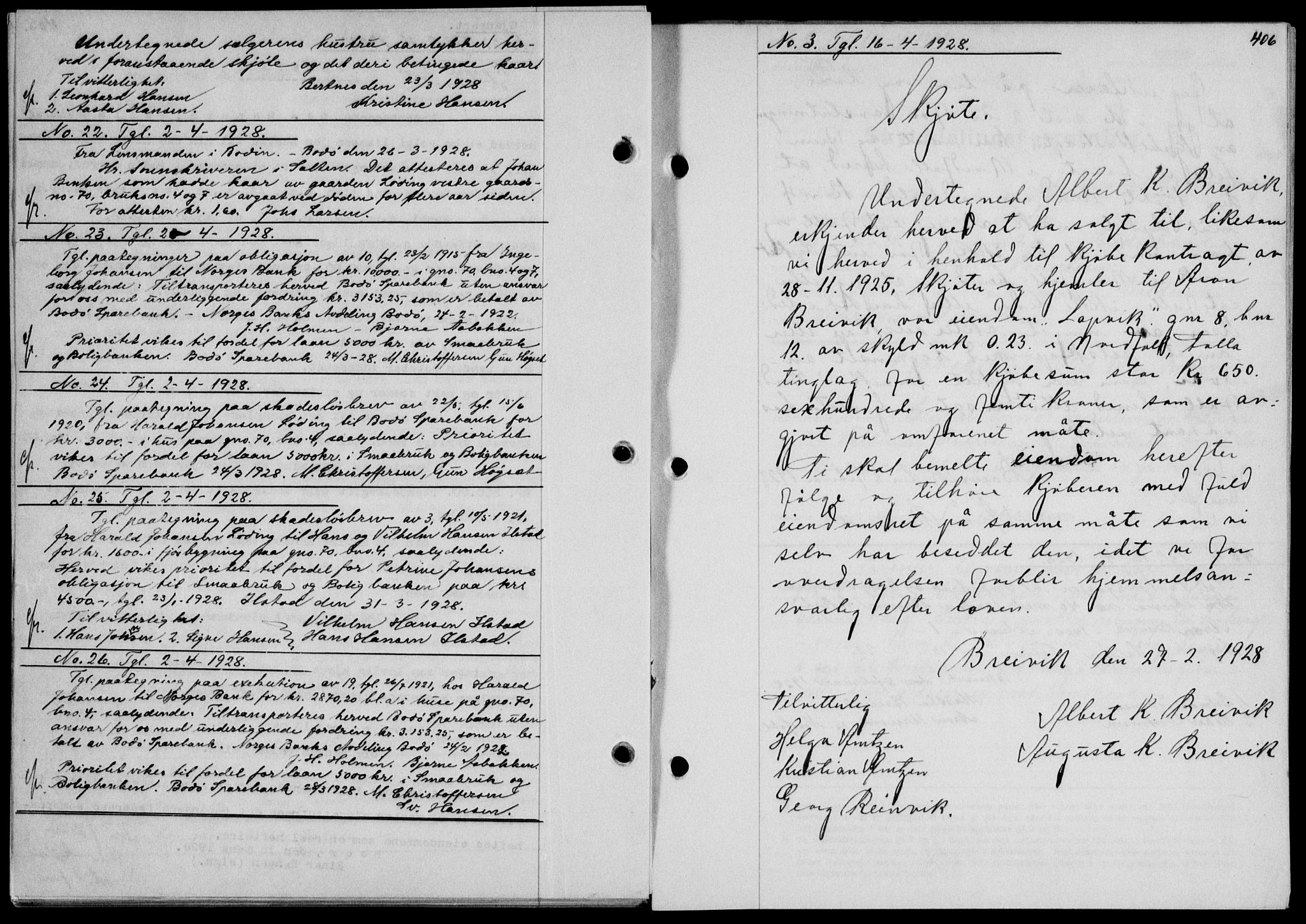 Salten sorenskriveri, SAT/A-4578/1/2/2C/L0055: Mortgage book no. 45, 1927-1928, Deed date: 16.04.1928