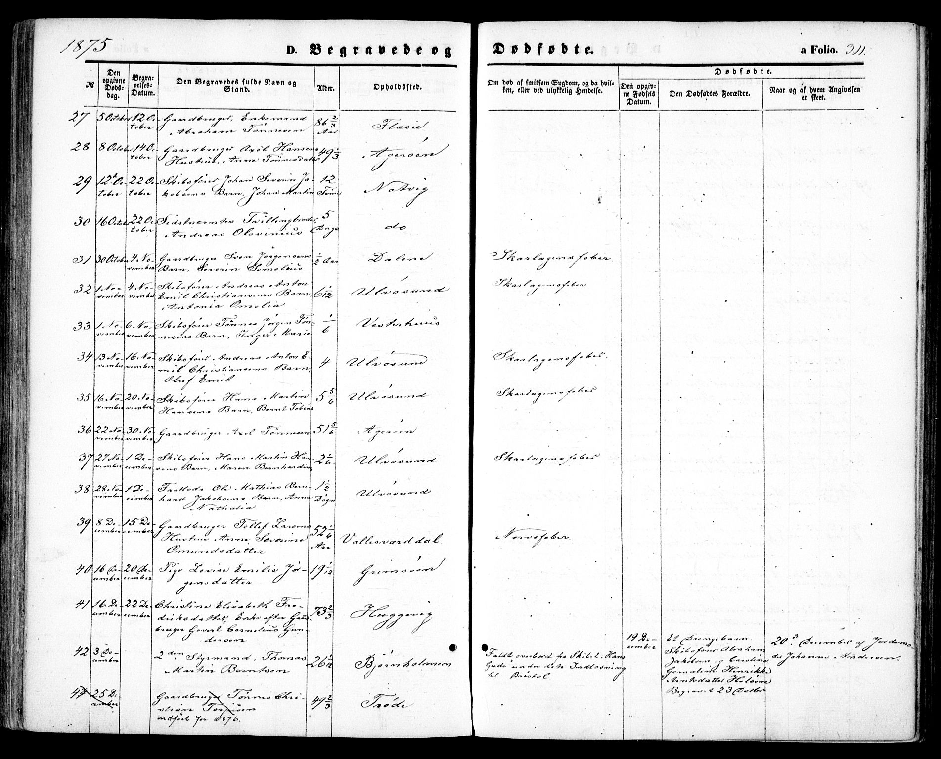 Høvåg sokneprestkontor, SAK/1111-0025/F/Fa/L0004: Parish register (official) no. A 4, 1859-1877, p. 311