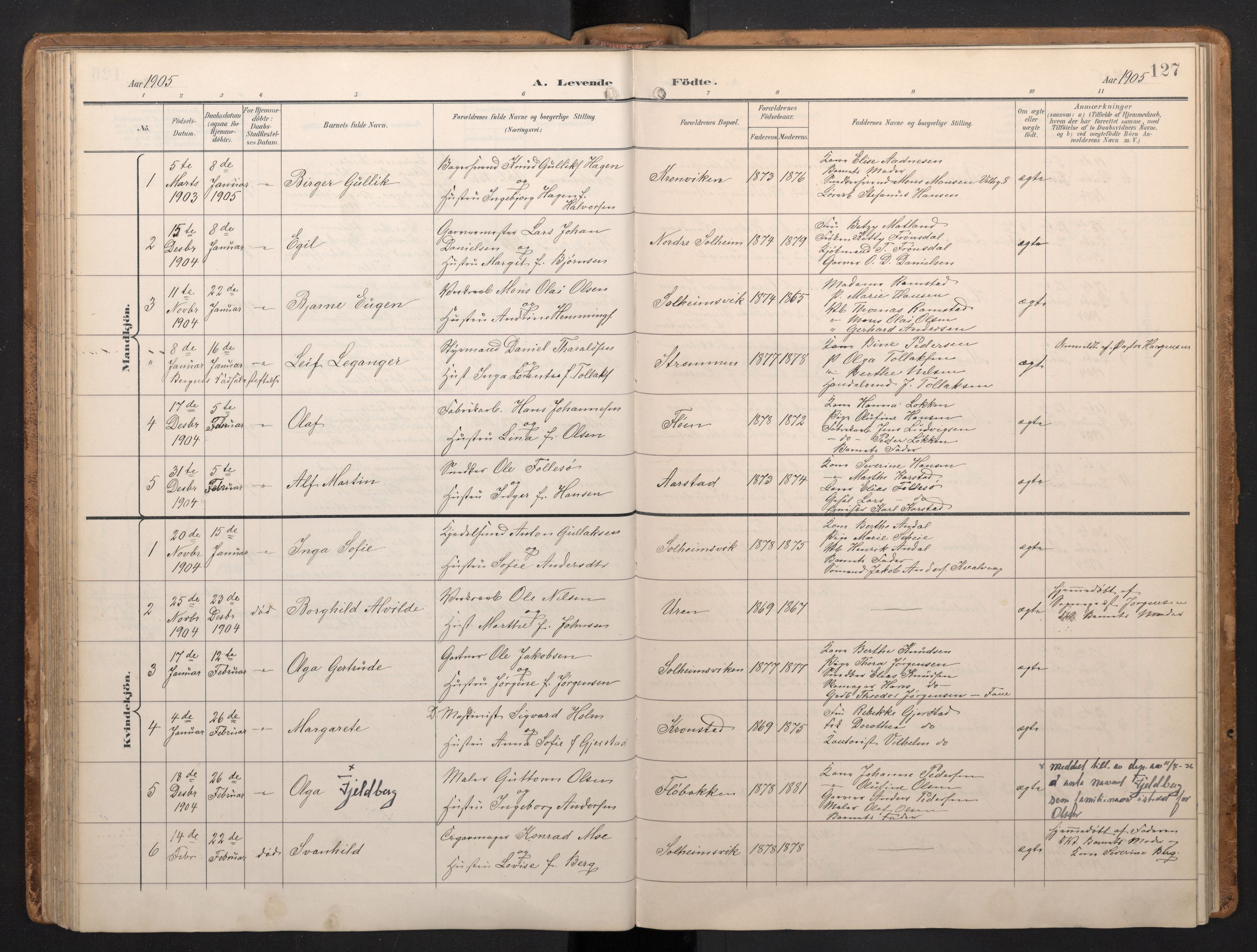 Årstad Sokneprestembete, SAB/A-79301/H/Hab/L0002: Parish register (copy) no. A 2, 1896-1912, p. 126b-127a