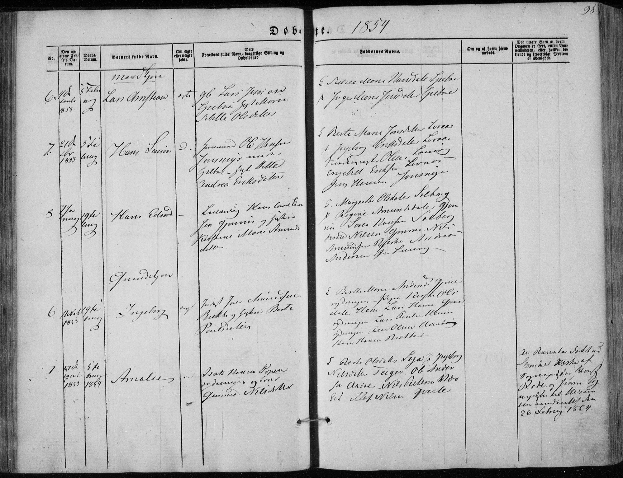 Hedrum kirkebøker, AV/SAKO-A-344/F/Fa/L0006: Parish register (official) no. I 6, 1849-1857, p. 98